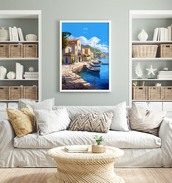 Vis Travel Print, Travel Poster of Vis, Croatia, Vis Art, Croatia Gift, Croatia Wall Art Print