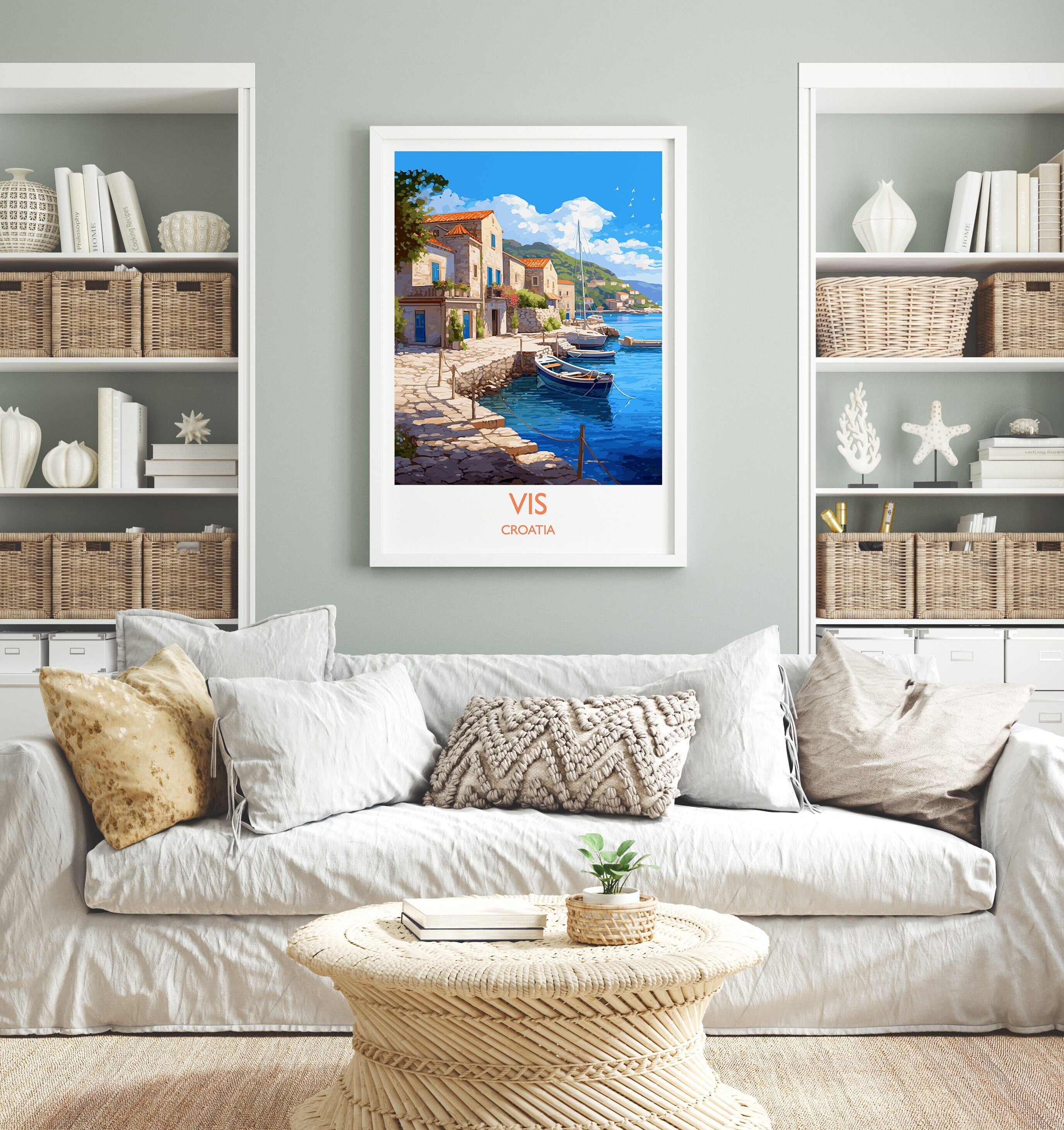 Vis Travel Print, Travel Poster of Vis, Croatia, Vis Art, Croatia Gift, Croatia Wall Art Print NQ Media Designs