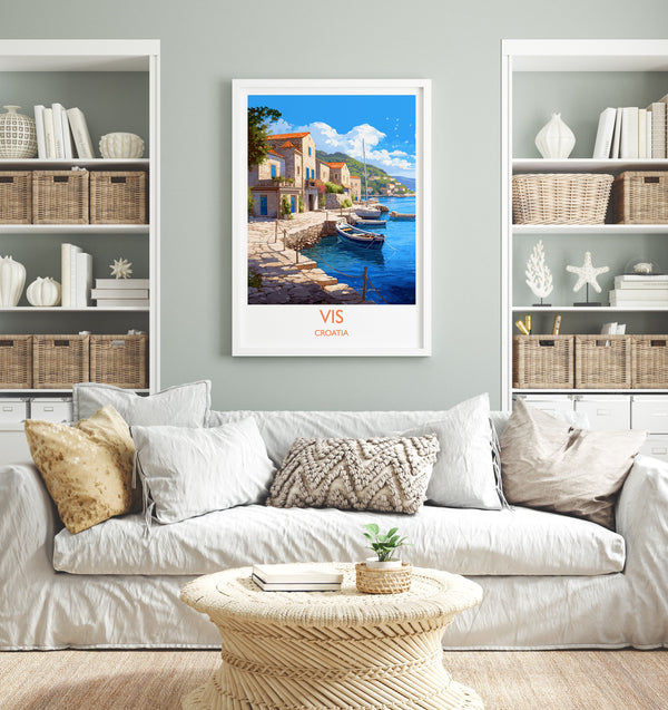 Vis Travel Print, Travel Poster of Vis, Croatia, Vis Art, Croatia Gift, Croatia Wall Art Print