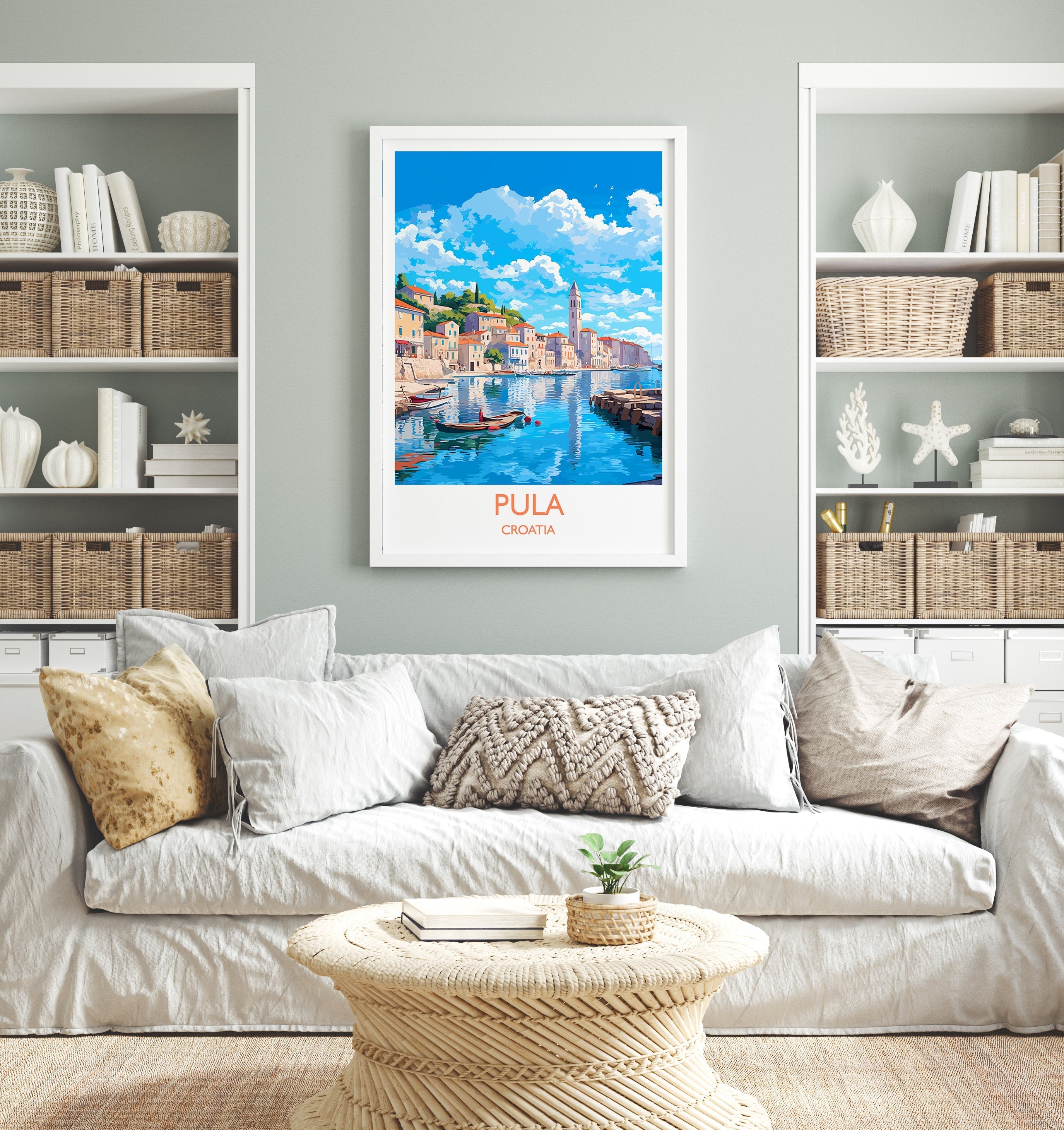 Pula Travel Print, Travel Poster of Pula, Croatia, Pula Art, Croatia Gift, Croatia Wall Art Print NQ Media Designs