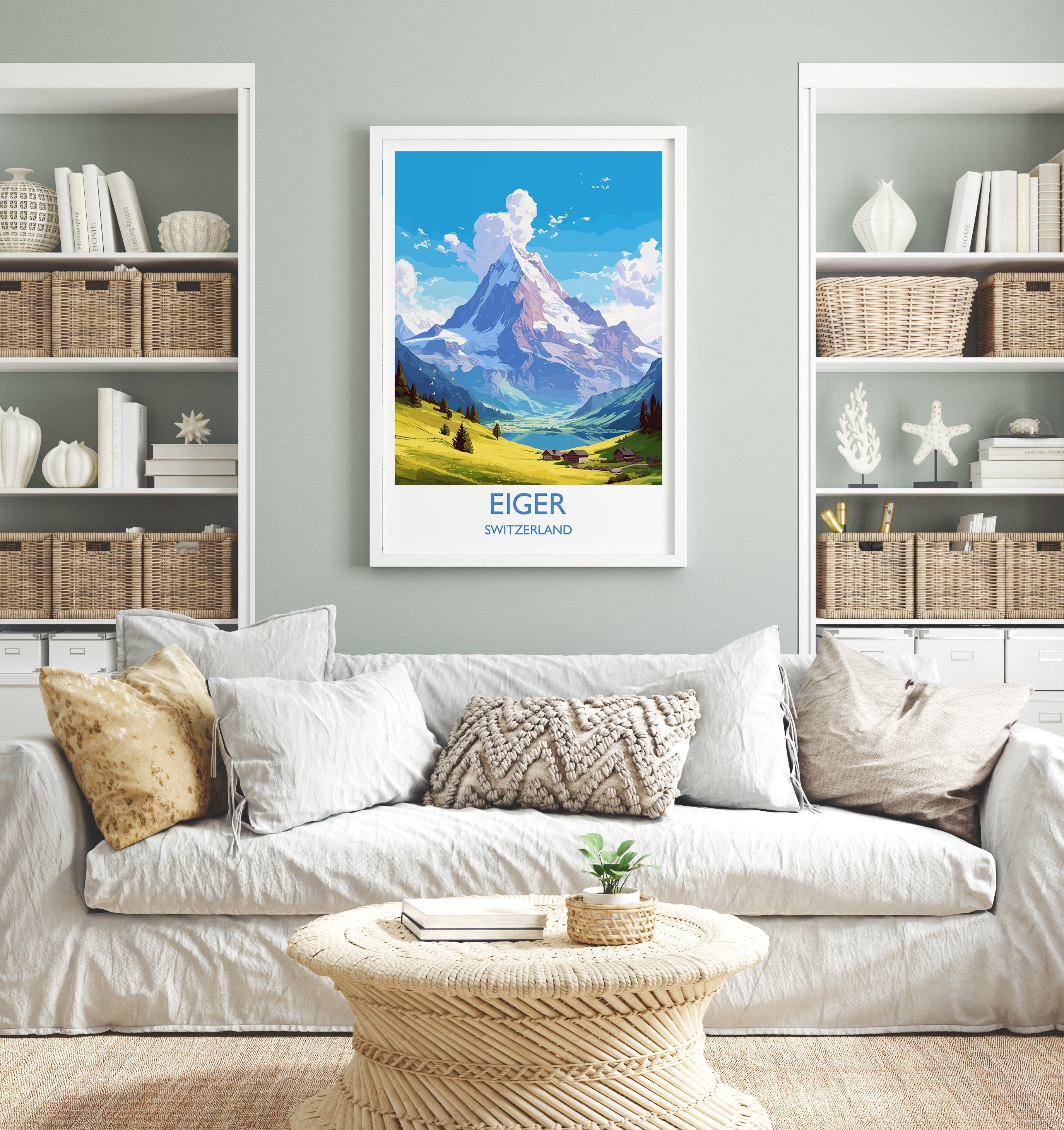 Eiger Travel Print, Travel Poster of Eiger, Switzerland, Eiger Art, Eiger Gift, Switzerland Wall Art Print NQ Media Designs