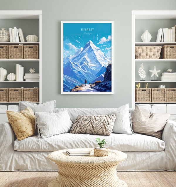 Everest Travel Print, Travel Poster of Everest, Himalayas, Everest Art, Everest Gift, Himalayas Wall Art Print