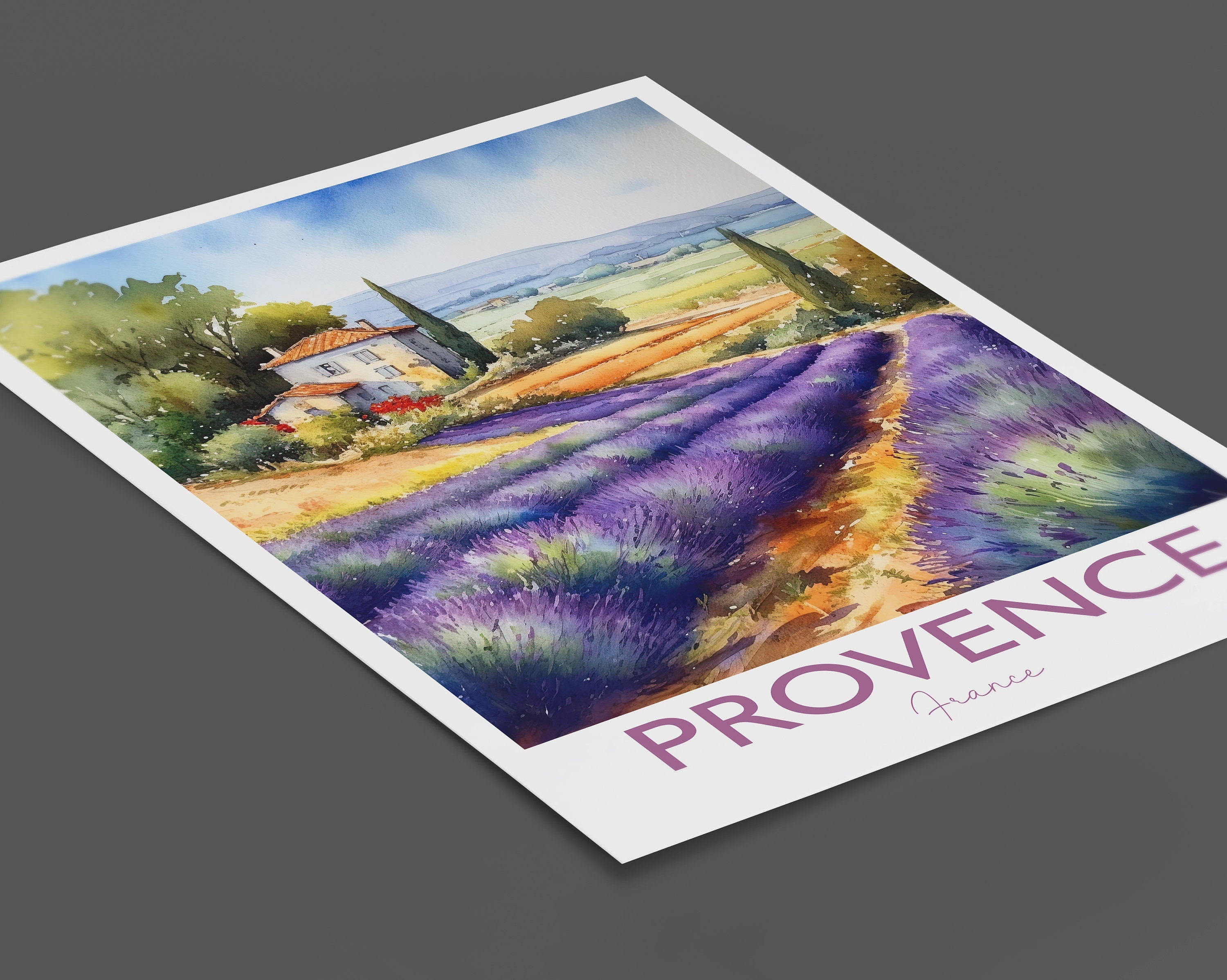 Provence Travel Print, Travel Poster of Provence, France, Provence Gift, Travel Watercolour Gift NQ Media Designs