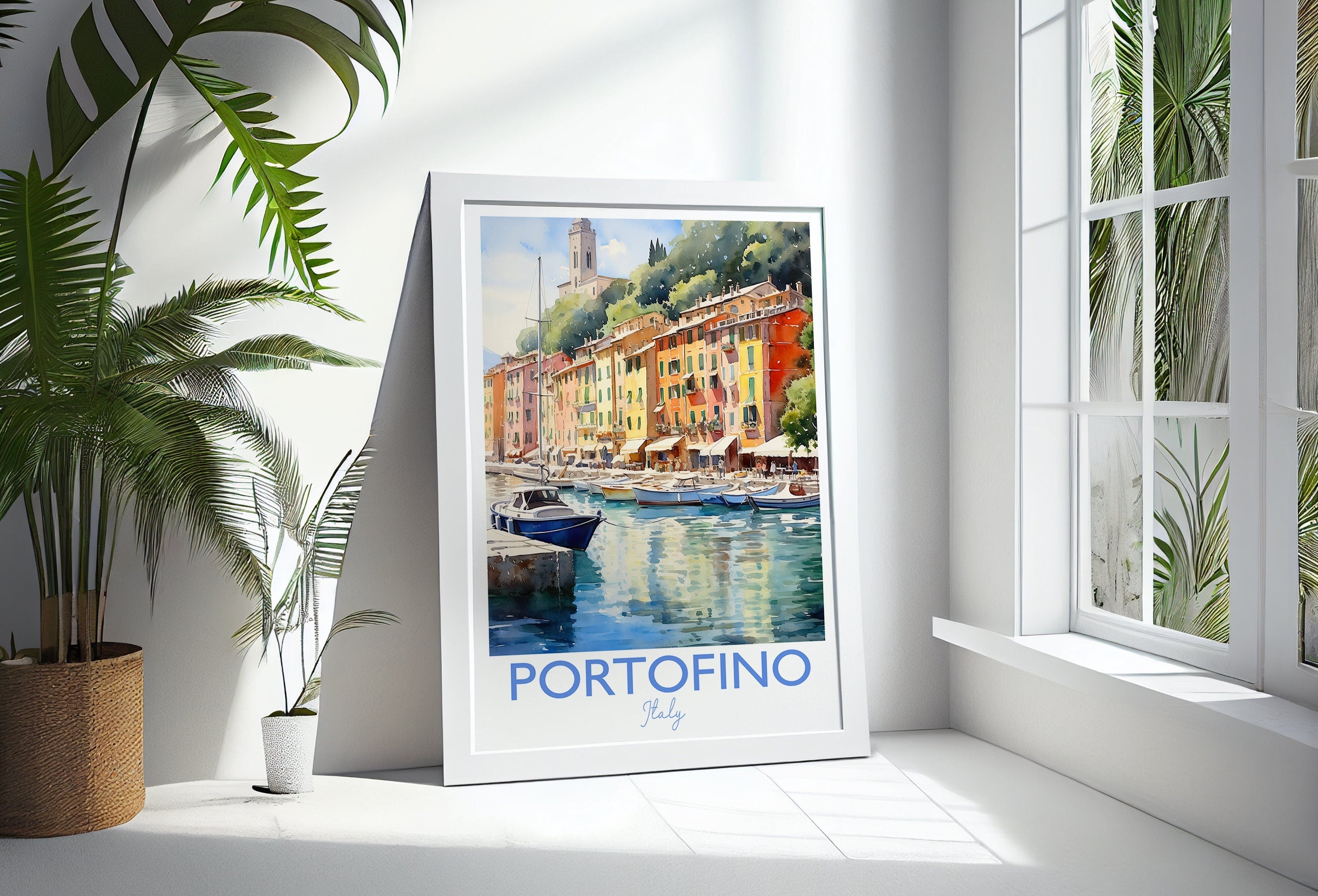 Portofino Poster, Travel Print of Portofino, Italy, Portofino Gift, Travel Watercolour Gift NQ Media Designs