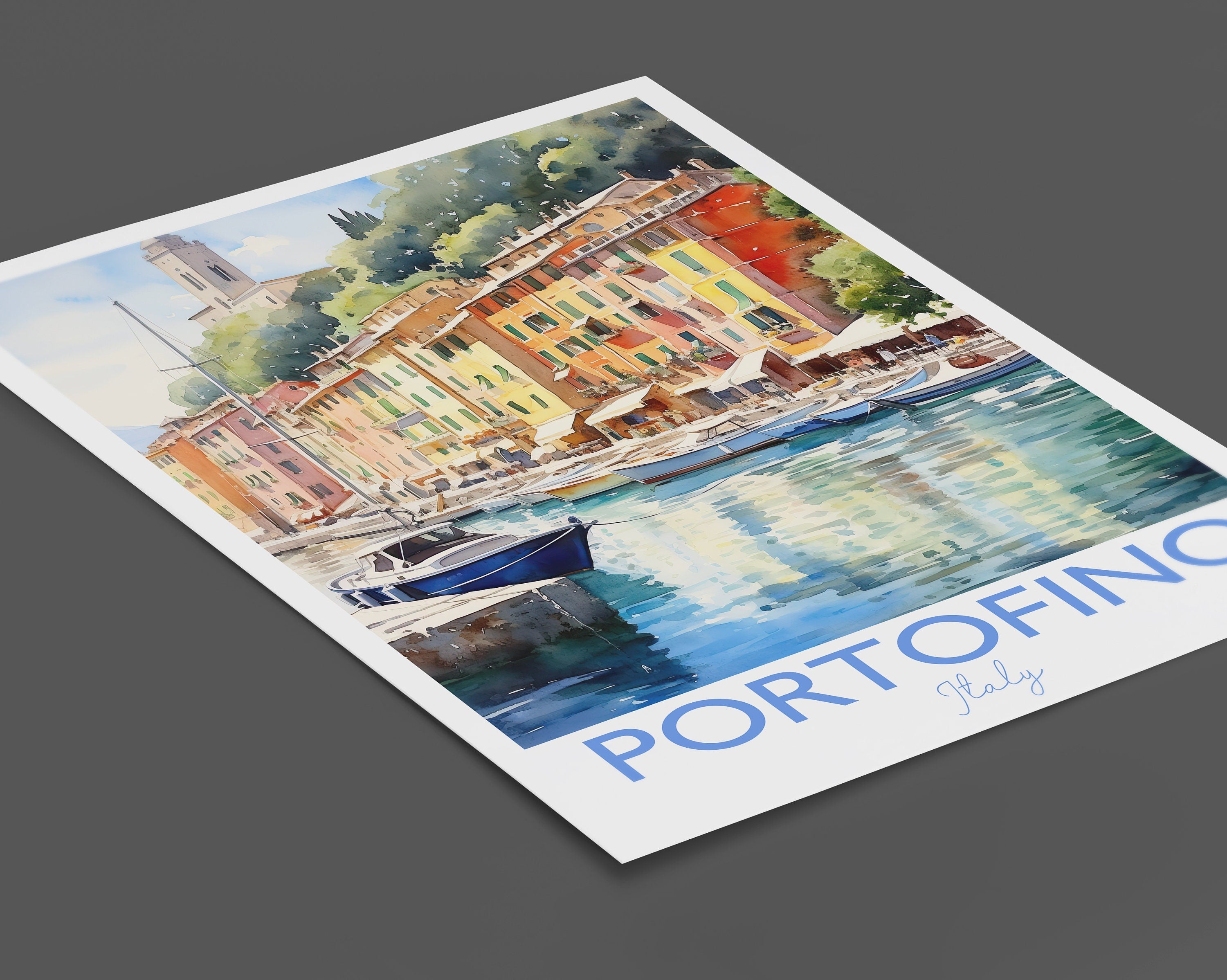 Portofino Poster, Travel Print of Portofino, Italy, Portofino Gift, Travel Watercolour Gift NQ Media Designs