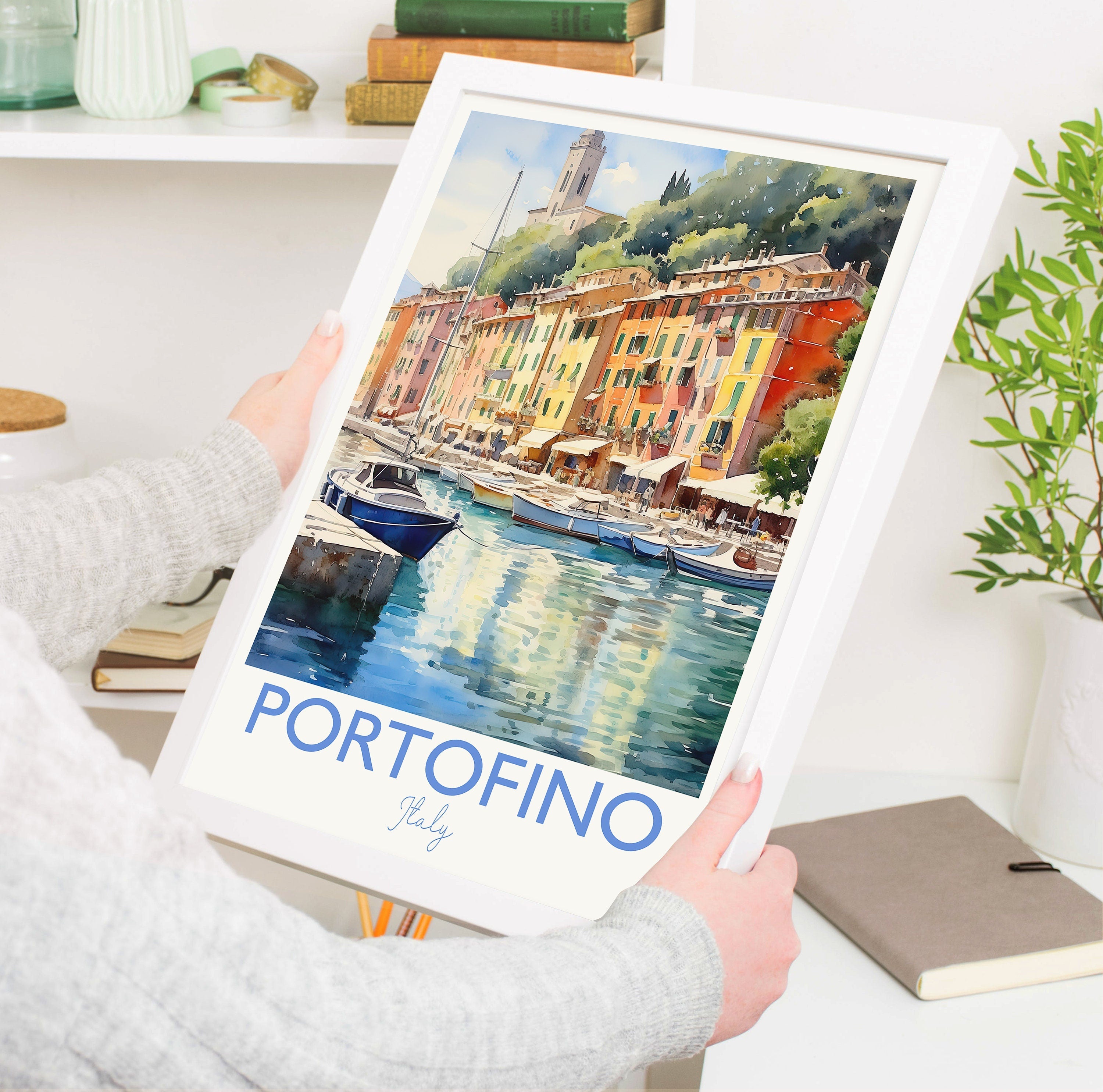 Portofino Poster, Travel Print of Portofino, Italy, Portofino Gift, Travel Watercolour Gift NQ Media Designs