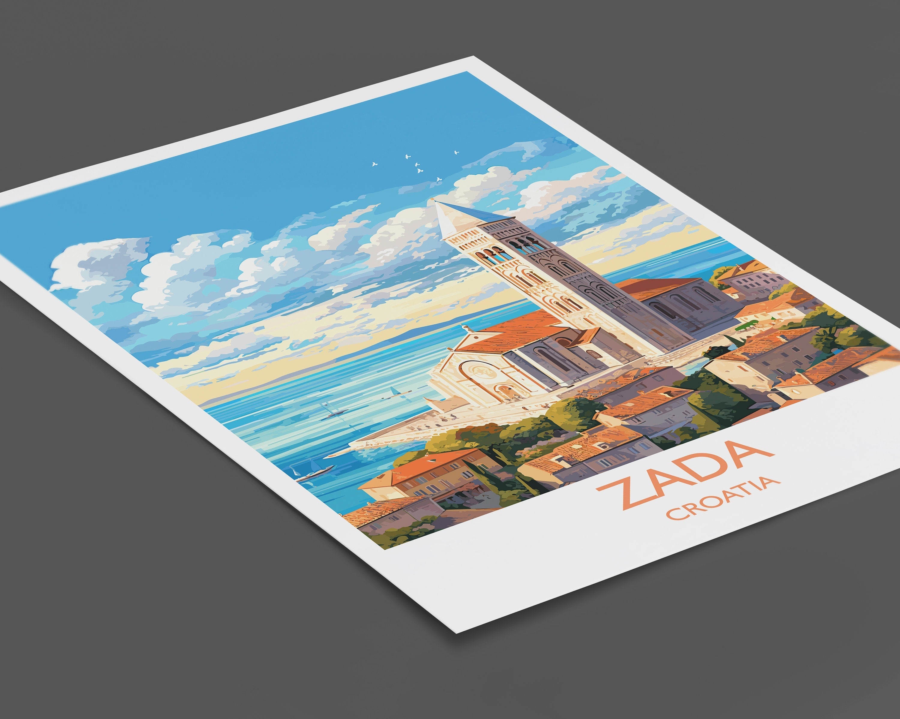 Zada Travel Print, Travel Poster of Zada, Croatia, Zada Art, Croatia Gift, Croatia Wall Art Print NQ Media Designs