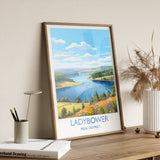 Ladybower Travel Print, Travel Poster of Ladybower, Ladybower Reservoir, Ladybower Art, Peak District Gift, Peak District Wall Art Print NQ Media Designs