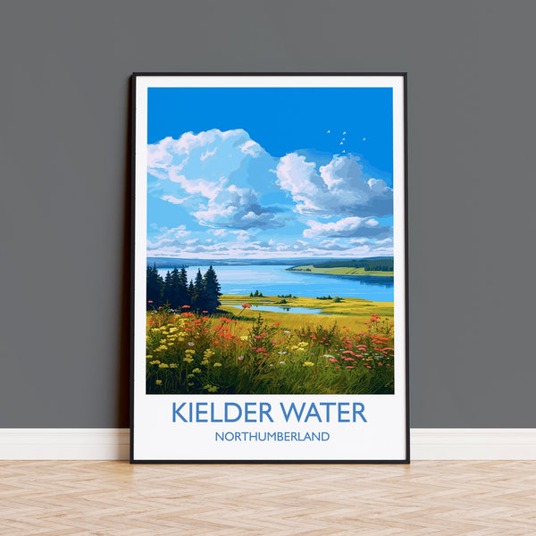 Kielder Water Travel Print, Travel Poster of Kielder Water, Kielder Water Reservoir, Kielder Water Art, Northumberland Gift,