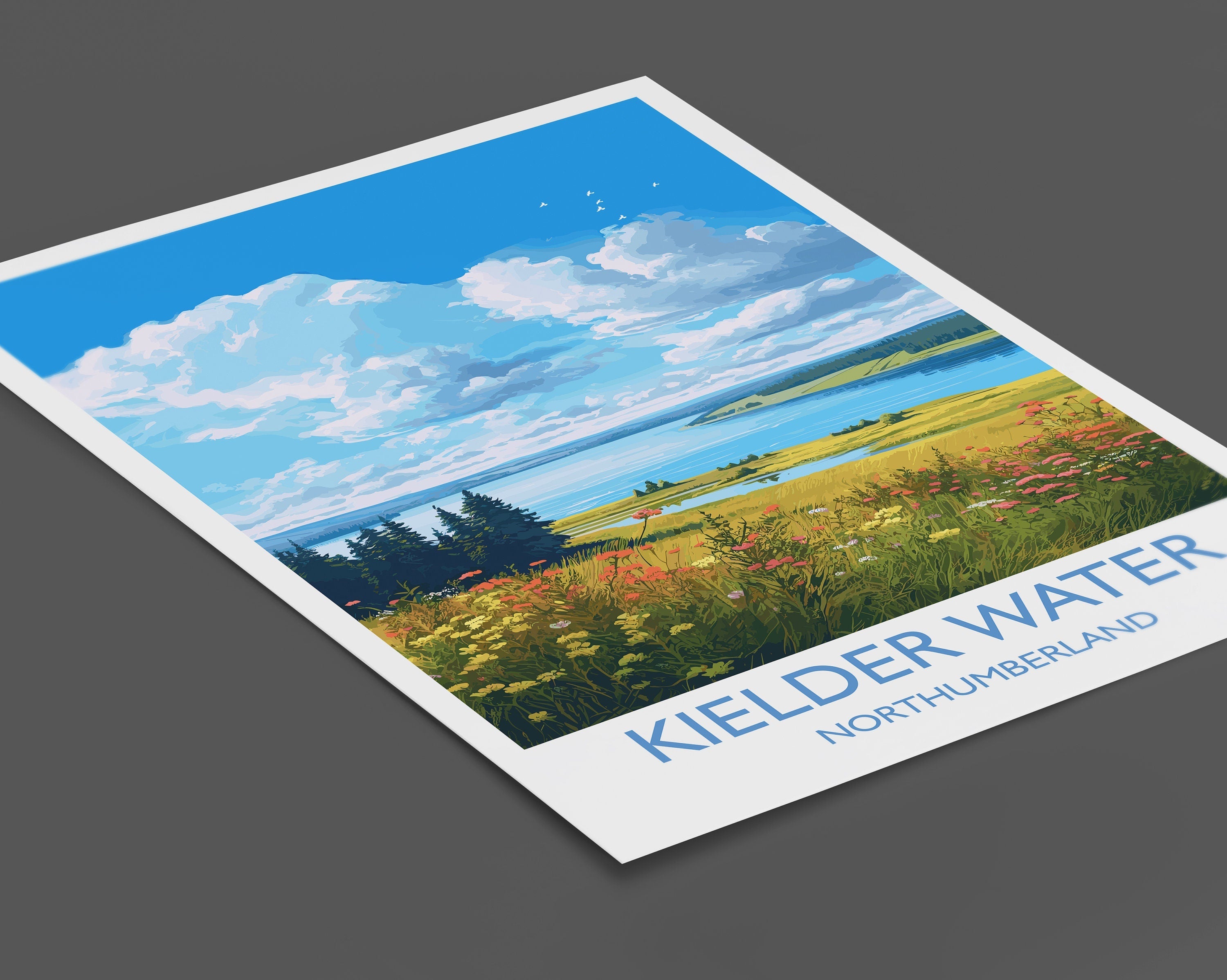 Kielder Water Travel Print, Travel Poster of Kielder Water, Kielder Water Reservoir, Kielder Water Art, Northumberland Gift, NQ Media Designs