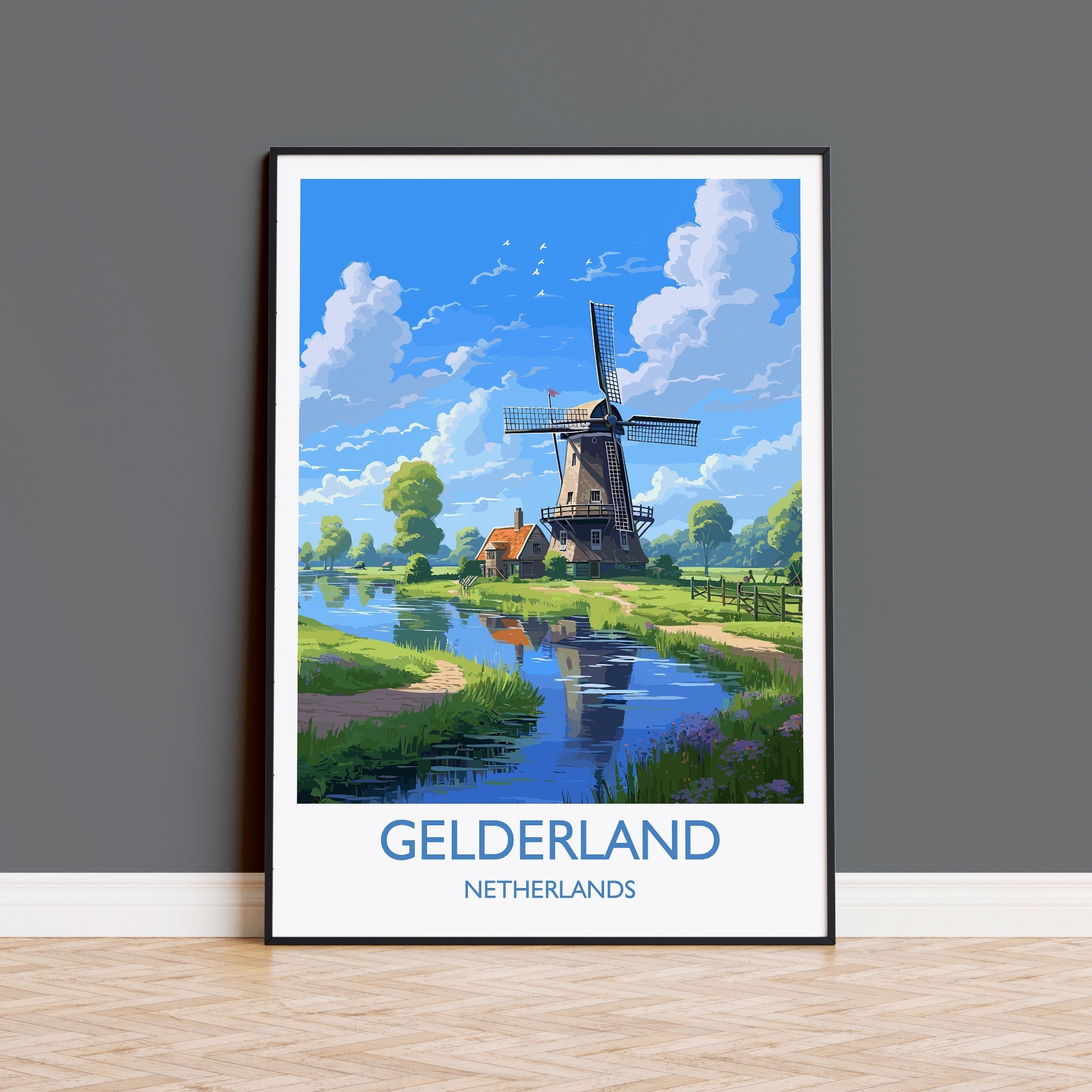 Gelderland Travel Poster, Travel Print of Gelderland, Netherlands, Dutch Art, Gelderland Gift, Wall Art Print NQ Media Designs