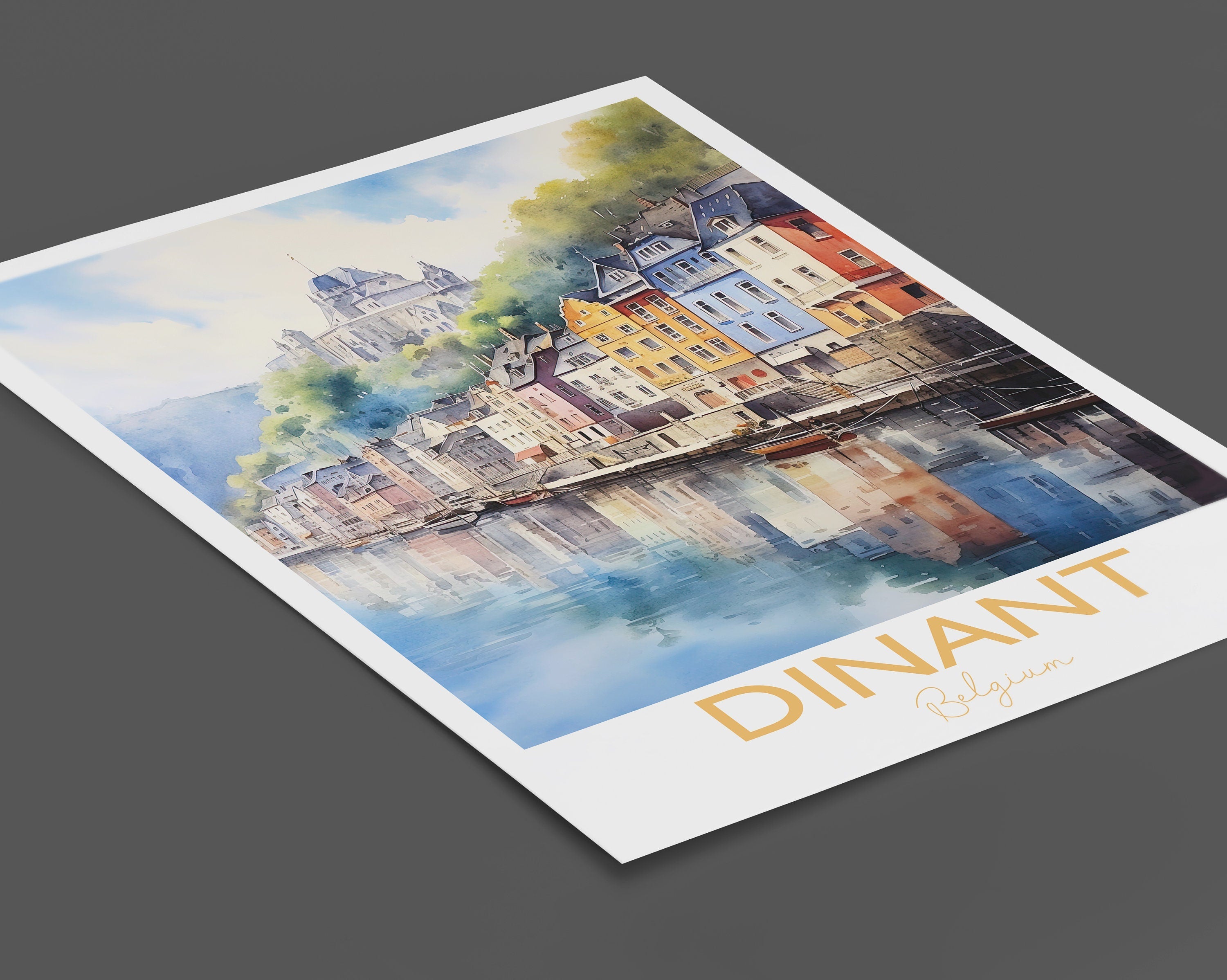 Dinant Poster, Travel Print of Dinant, Belgium, Dinant Gift, Travel Watercolour Gift NQ Media Designs