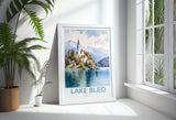 Lake Bled Print, Travel Poster of Lake Bled, Slovenia, Slovenia Gift, Travel Watercolour Gift NQ Media Designs