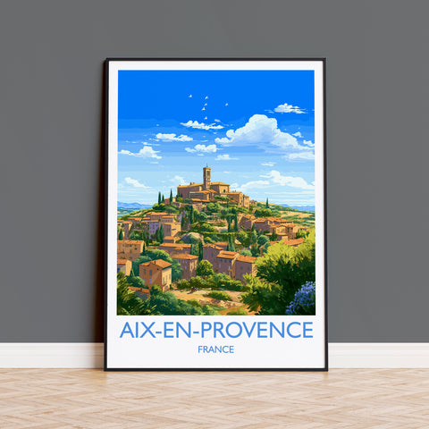 Aix-en-Provence Travel Print, Travel Poster of Aix-en-Provence, France, Provence Art, Aix-en-Provence Gift, Wall Art Print