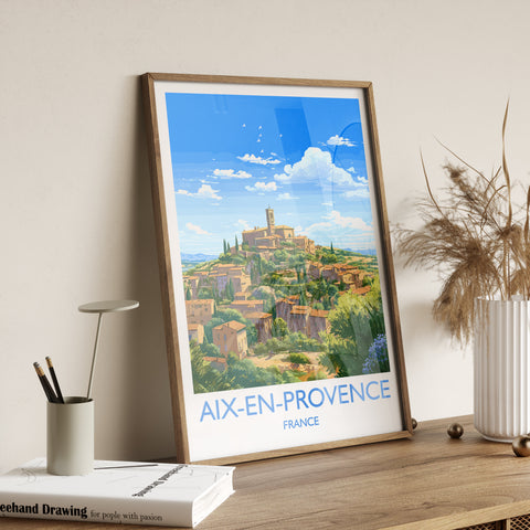 Aix-en-Provence Travel Print, Travel Poster of Aix-en-Provence, France, Provence Art, Aix-en-Provence Gift, Wall Art Print