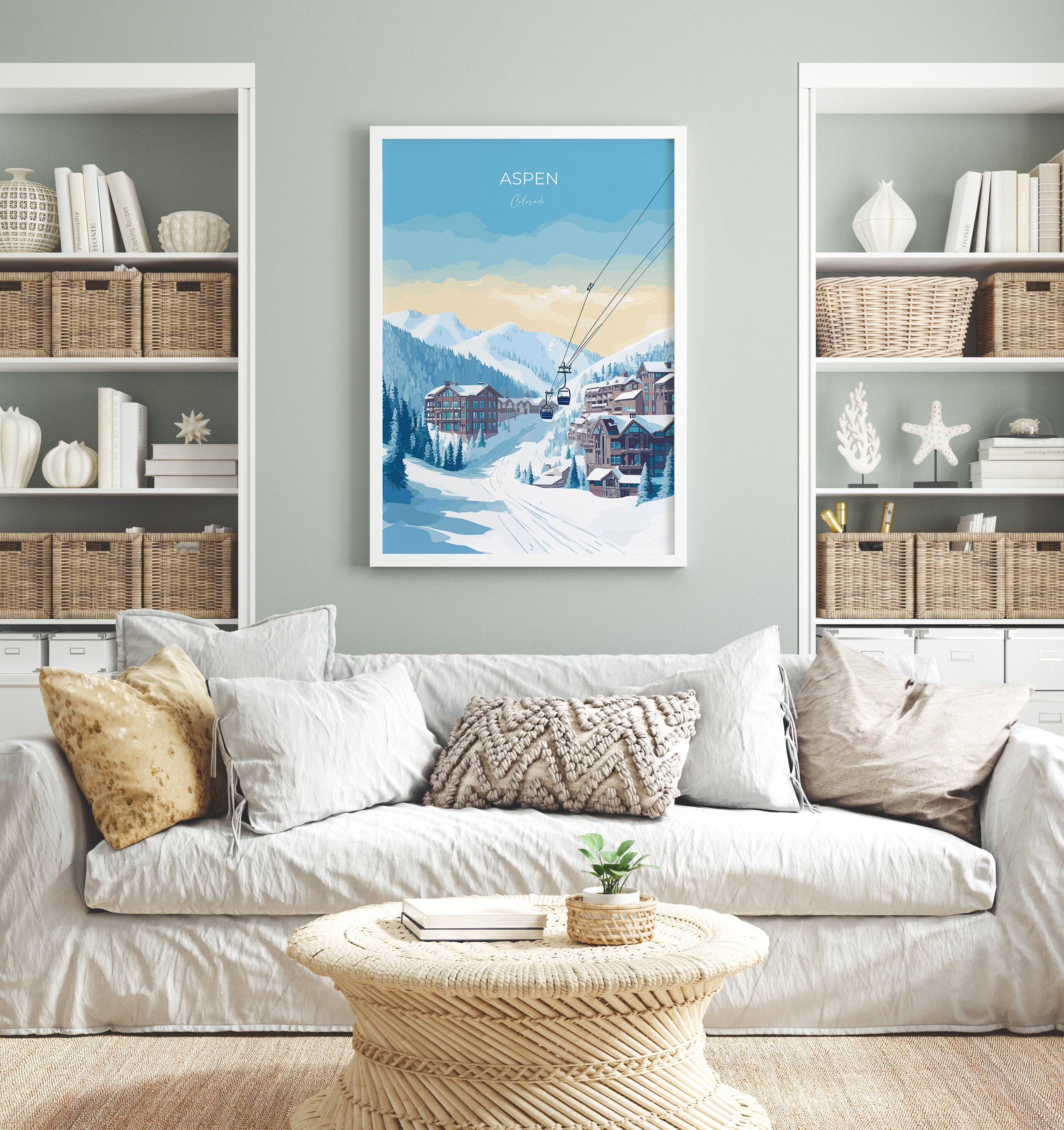 Aspen Travel Print, Travel Poster of Aspen, Aspen Gift, Colorado Art, Aspen Wall Art Print NQ Media Designs