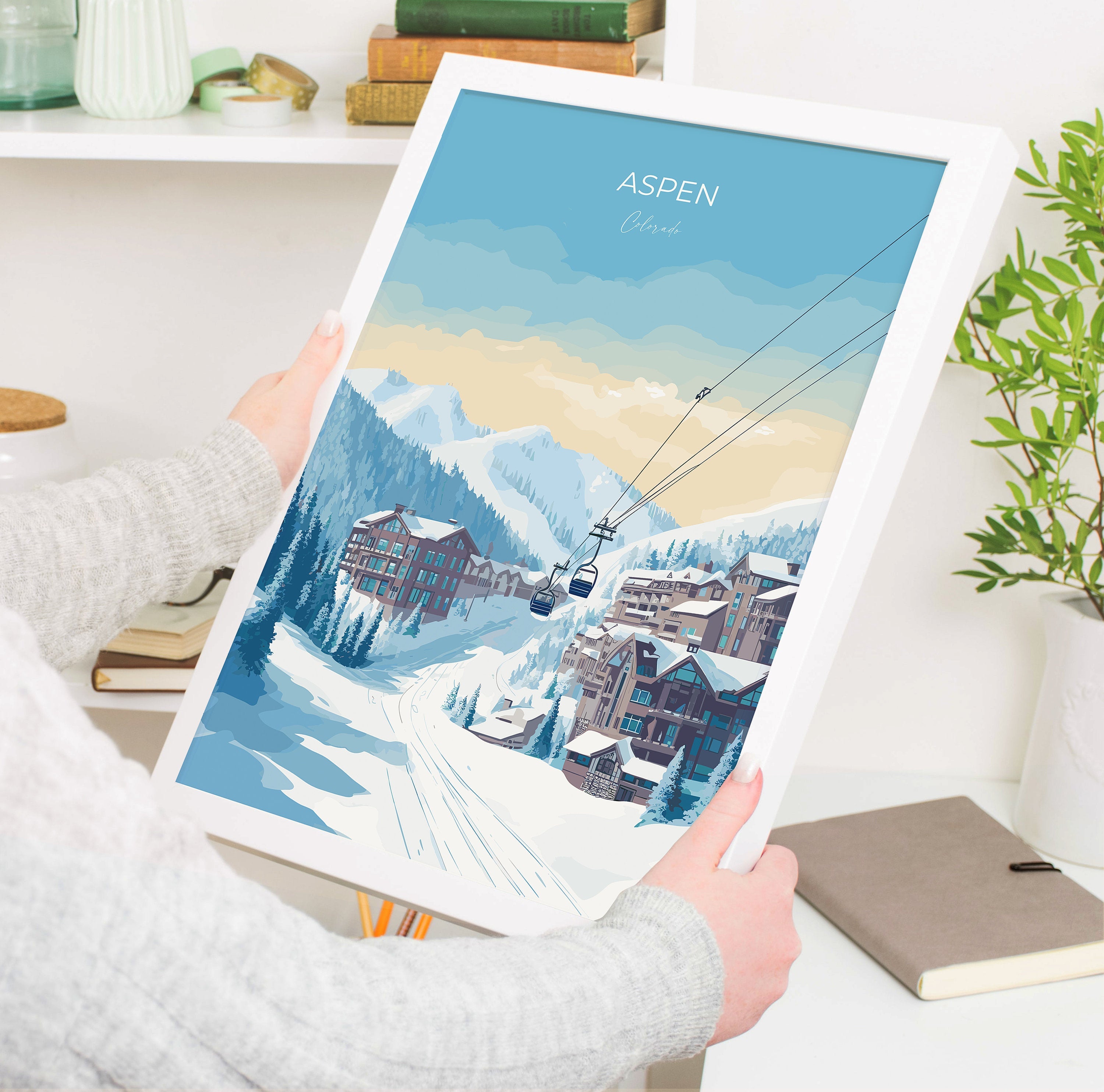 Aspen Travel Print, Travel Poster of Aspen, Aspen Gift, Colorado Art, Aspen Wall Art Print NQ Media Designs