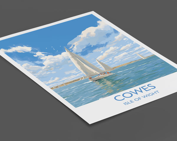 Cowes Travel Print, Travel Poster of Cowes, Cowes Gift, Cowes Art, Sailing Art, Isle of Wight Gift,
