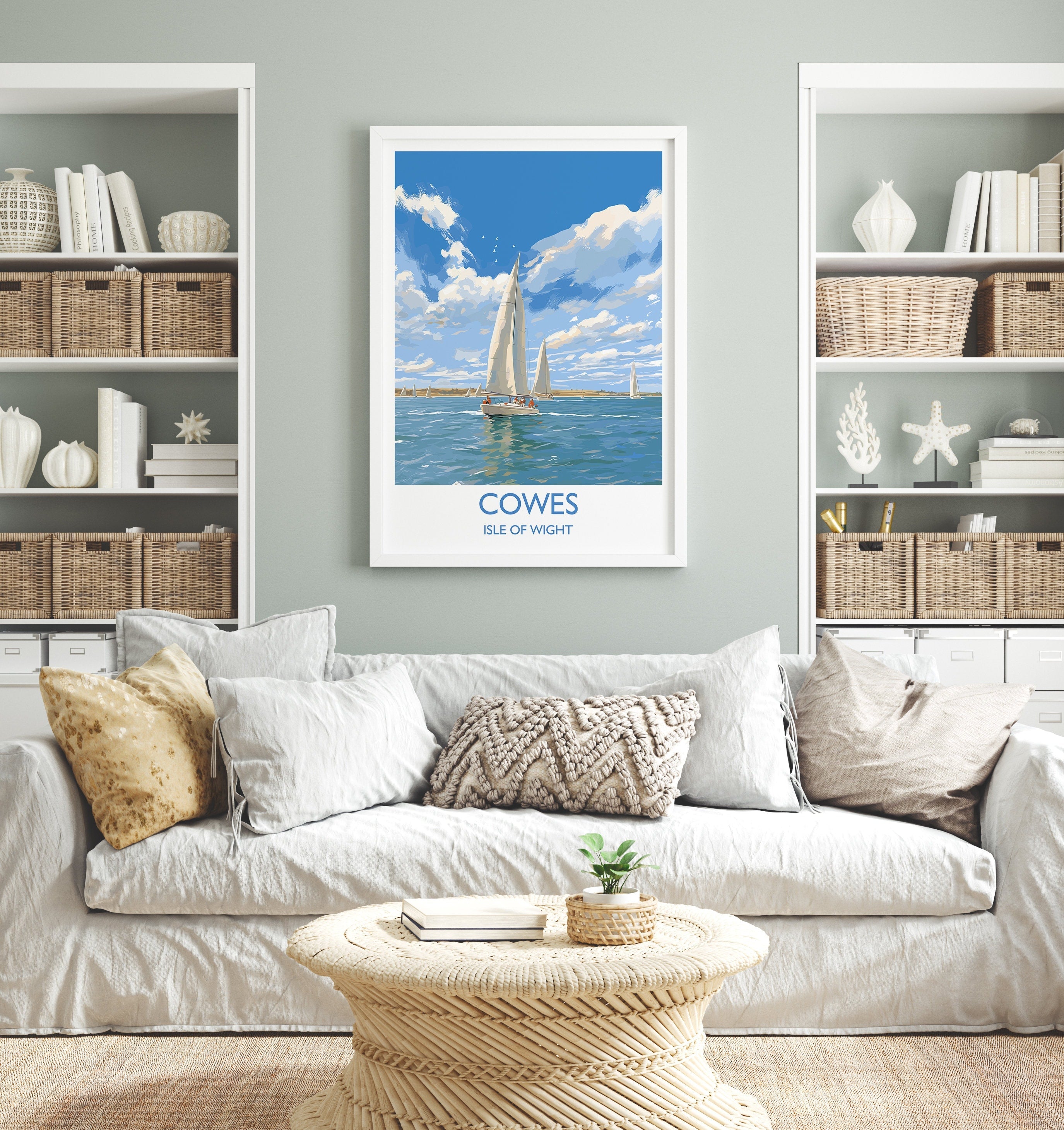 Cowes Travel Print, Travel Poster of Cowes, Cowes Gift, Cowes Art, Sailing Art, Isle of Wight Gift, NQ Media Designs