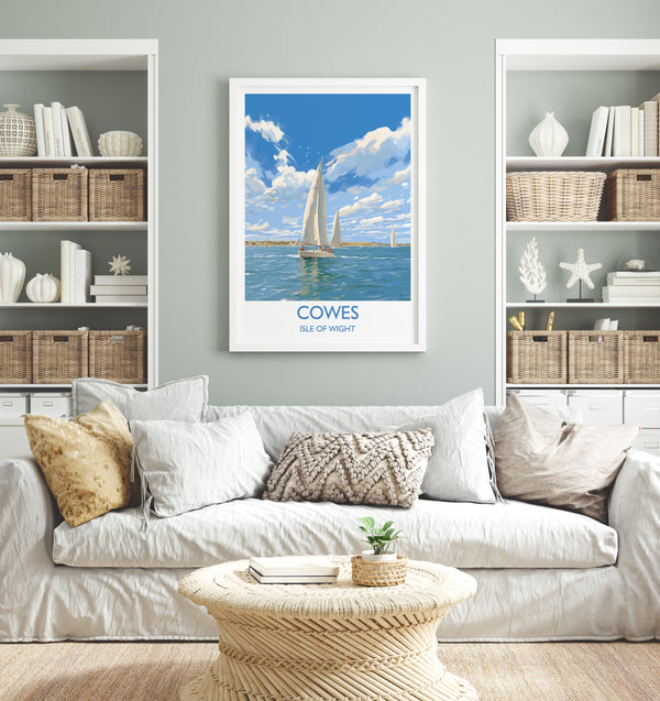 Cowes Travel Print, Travel Poster of Cowes, Cowes Gift, Cowes Art, Sailing Art, Isle of Wight Gift,