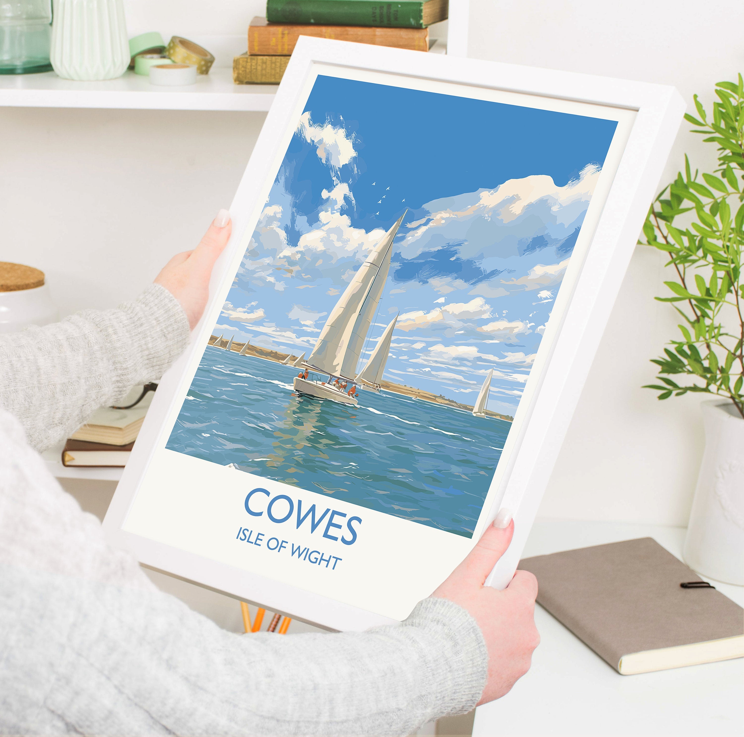 Cowes Travel Print, Travel Poster of Cowes, Cowes Gift, Cowes Art, Sailing Art, Isle of Wight Gift, NQ Media Designs