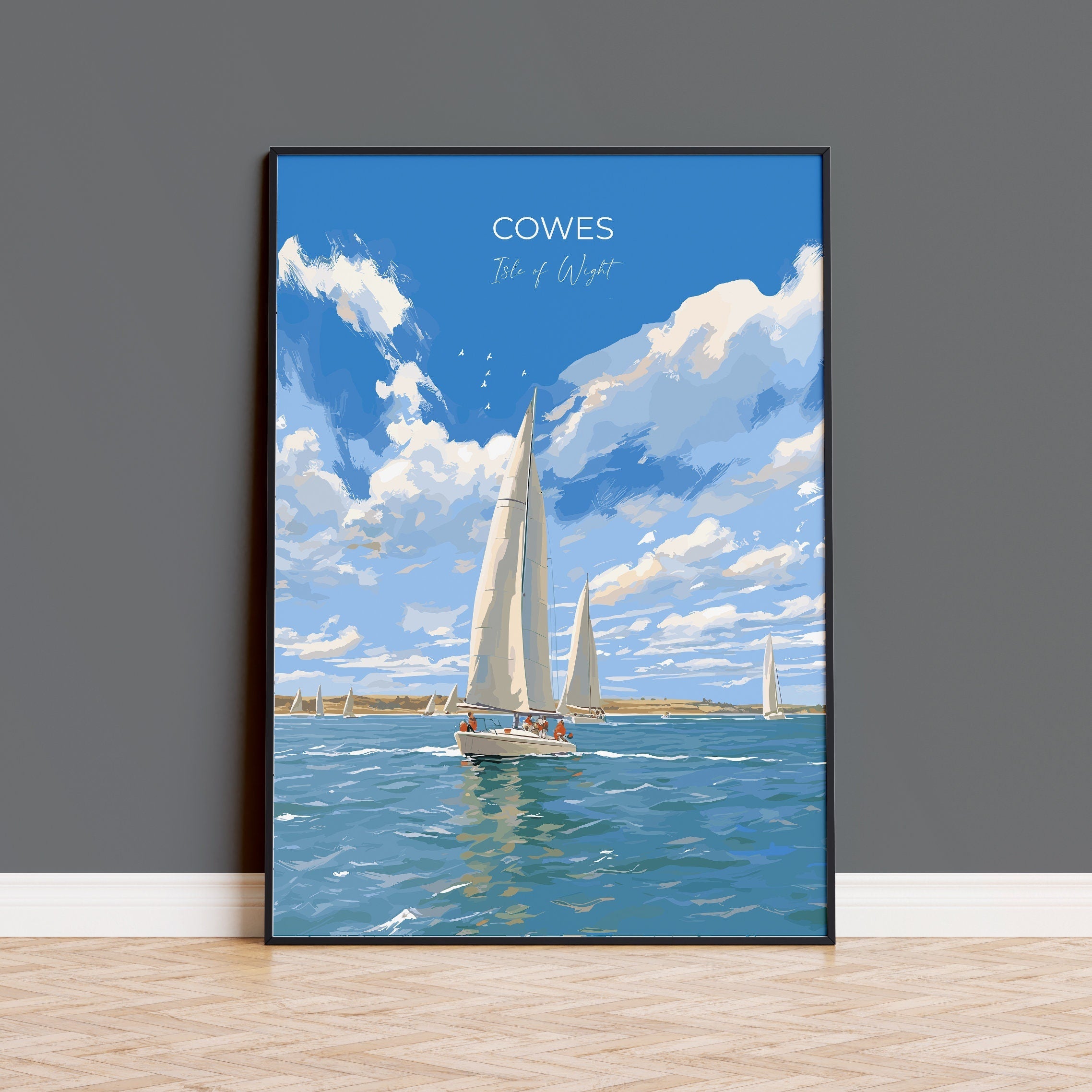 Cowes Travel Print, Travel Poster of Cowes, Cowes Gift, Cowes Art, Sailing Art, Isle of Wight Gift, NQ Media Designs
