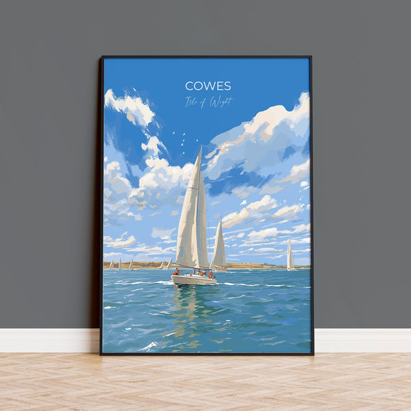 Cowes Travel Print, Travel Poster of Cowes, Cowes Gift, Cowes Art, Sailing Art, Isle of Wight Gift,