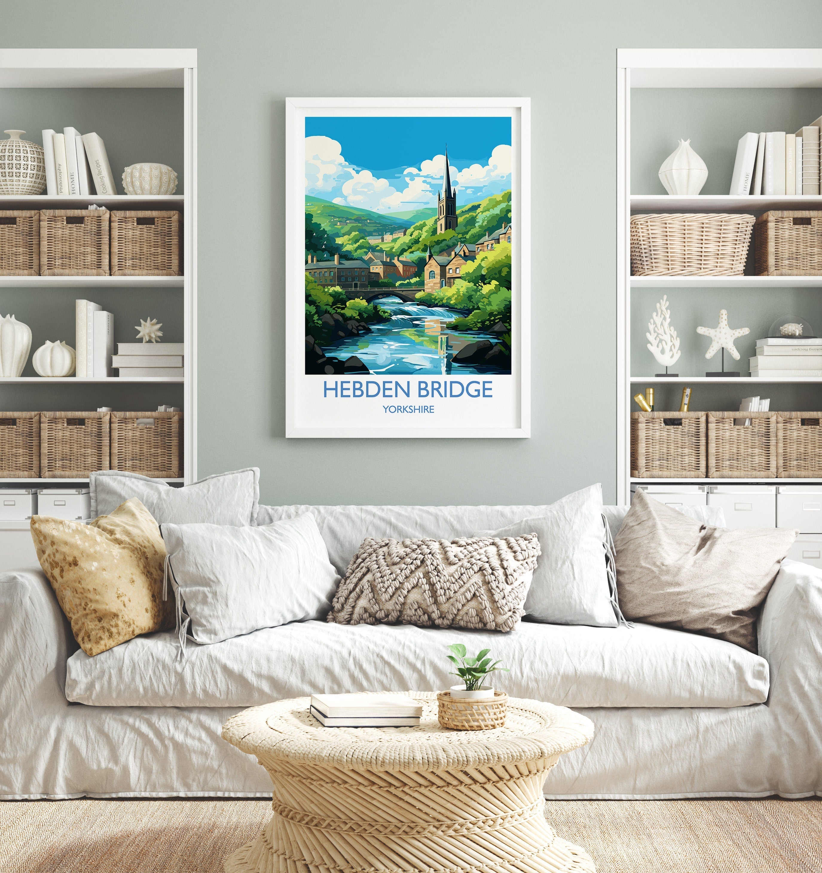 Hebden Bridge Travel Print, Travel Poster of Hebden Bridge, Hebden Bridge, Hebden Bridge Gift, Yorkshire Art, NQ Media Designs
