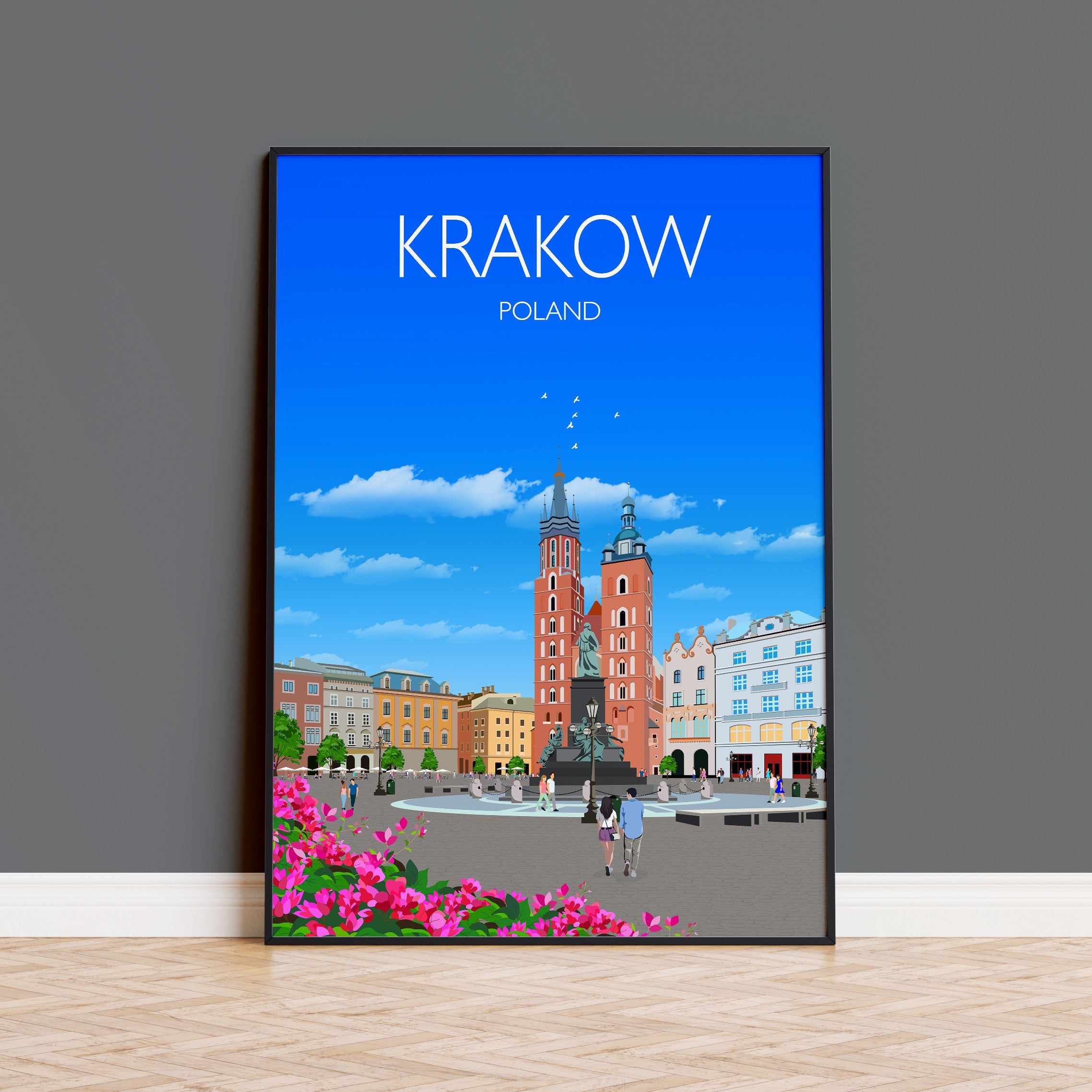 Krakow Travel Print, Travel Poster of Krakow, Poland, Krakow Gift, Poland Wall Art NQ Media Designs