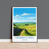 Hadrians Wall Travel Print, Travel Poster of Hadrians Wall , Northumberland, Hadrians Wall Gift, Northumberland Art, NQ Media Designs