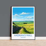 Hadrians Wall Travel Print, Travel Poster of Hadrians Wall , Northumberland, Hadrians Wall Gift, Northumberland Art, NQ Media Designs