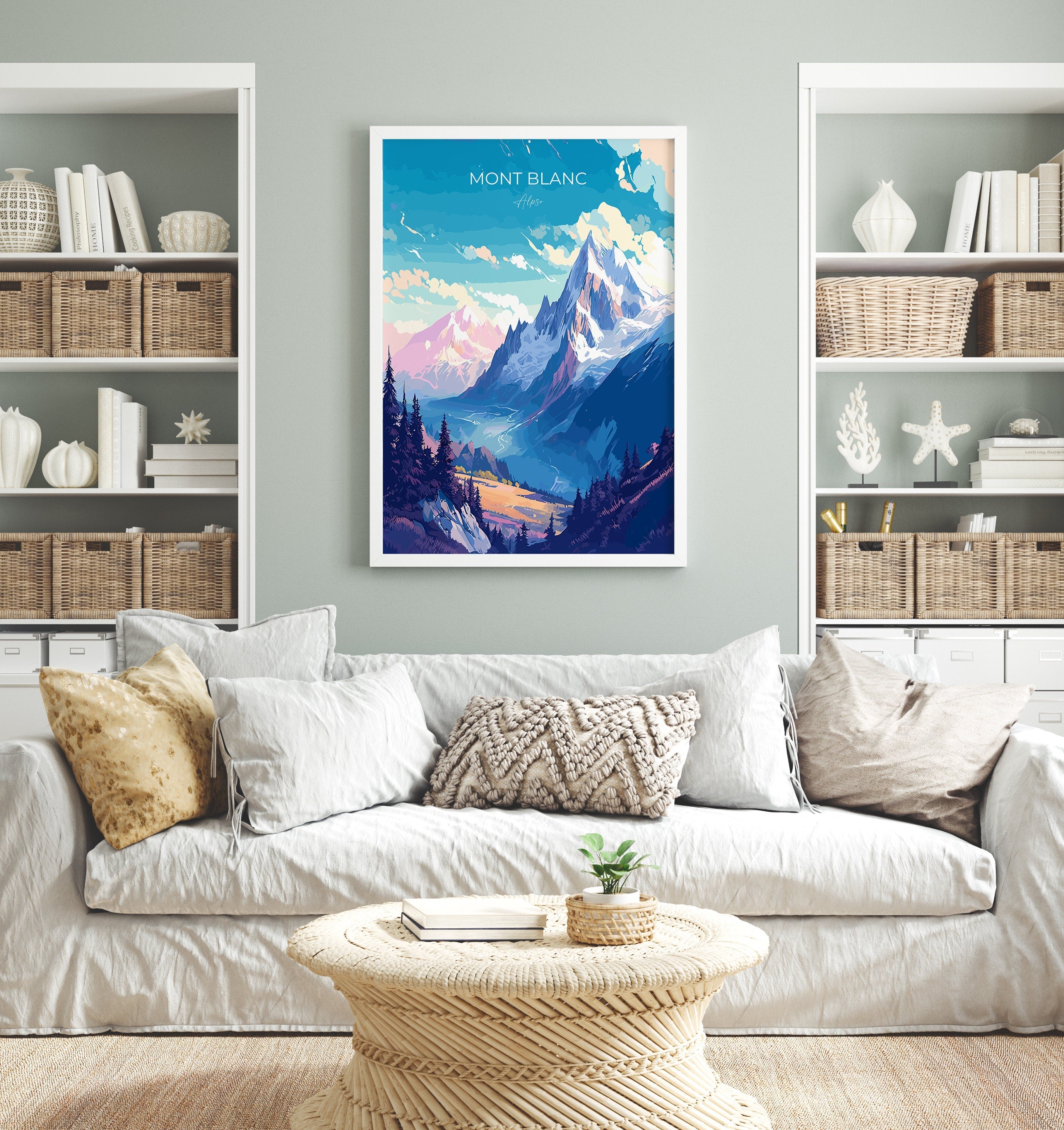 Mont Blanc Print, Travel Poster of Mont Blanc, Mont Blanc Gift, Alps Art, Mount Blanc Gift, Wall Art Print NQ Media Designs