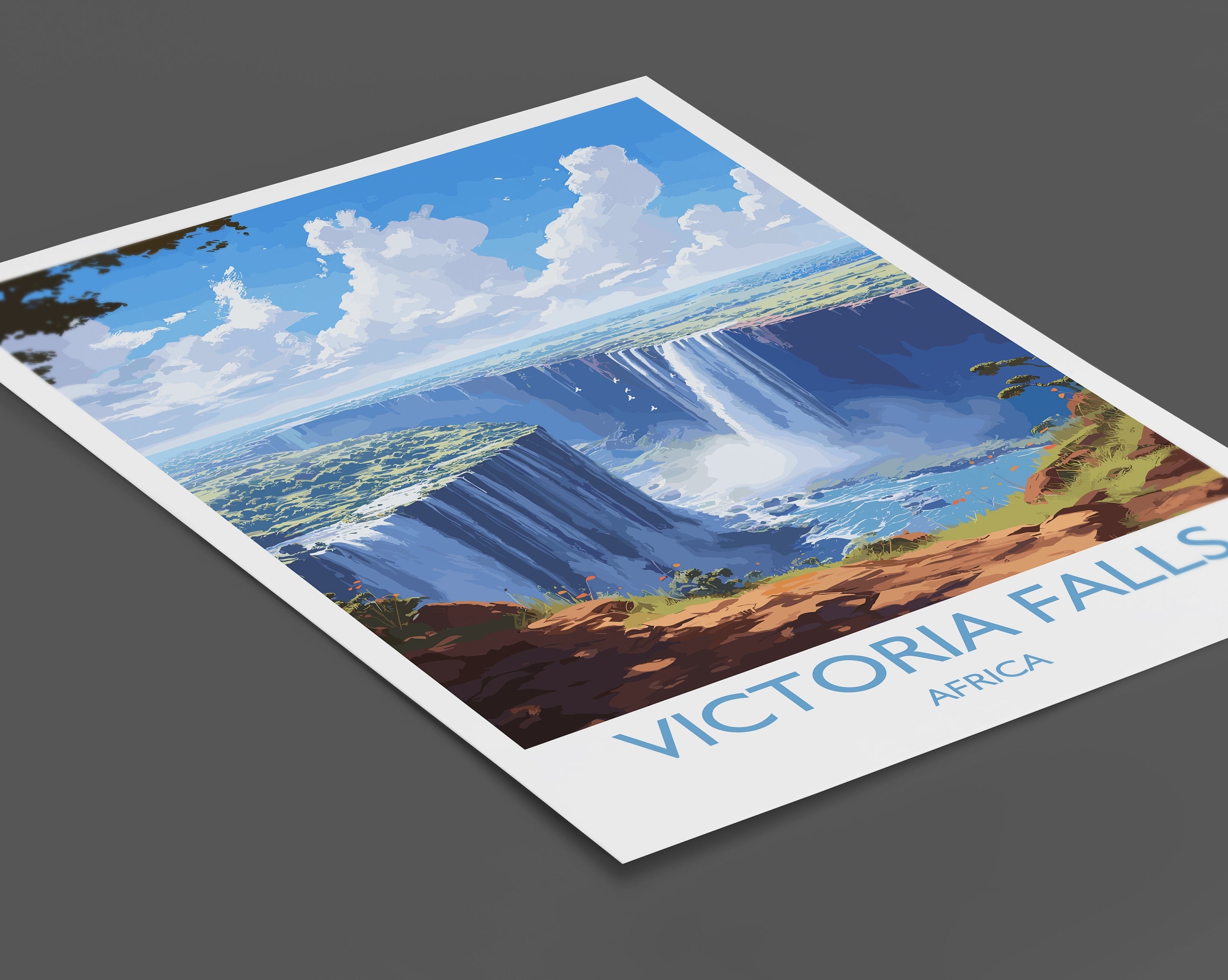 Victoria Falls Print, Travel Poster of Victoria Falls, Zimbabwe, Africa, Travel Gift NQ Media Designs