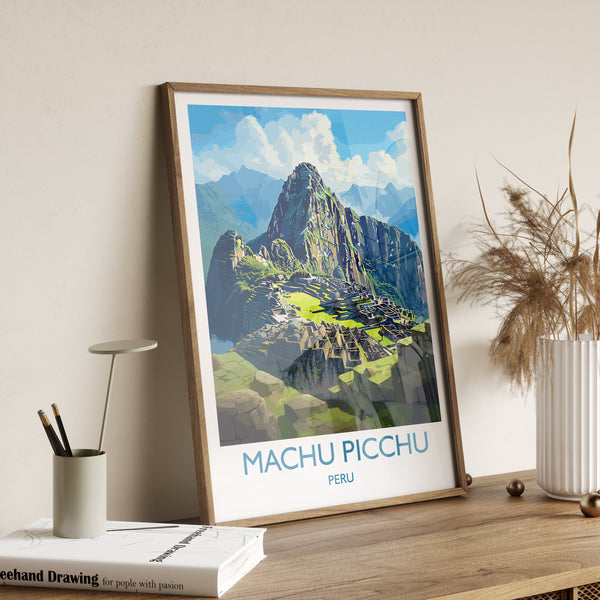 Machu Picchu Travel Print, Travel Poster of Machu Picchu, South America, Machu Picchu Art, Machu Picchu Gift, Wall Art Print