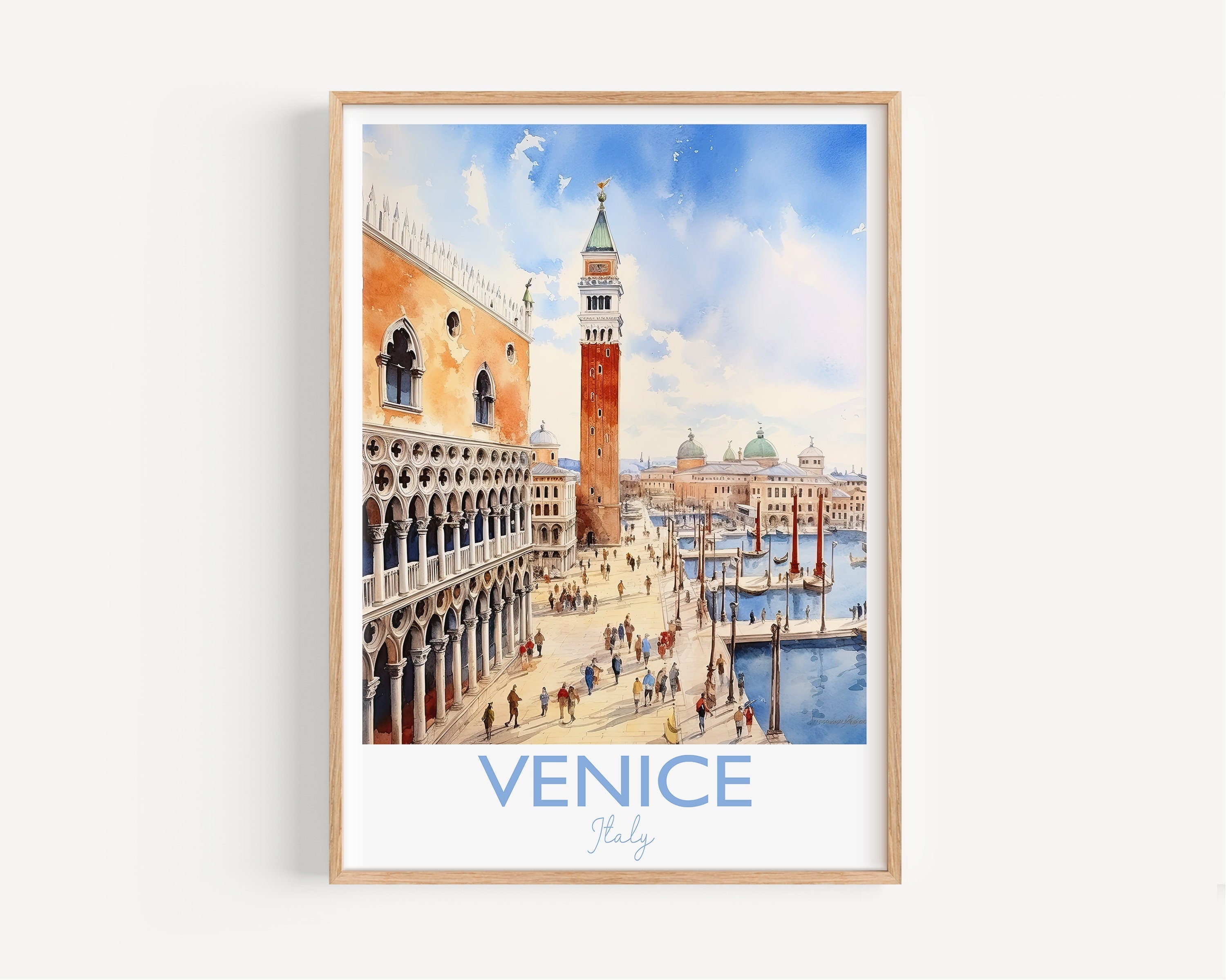 Venice Travel Print, Travel Poster of Venice, Italy, Venice Gift, Travel Watercolour Gift NQ Media Designs