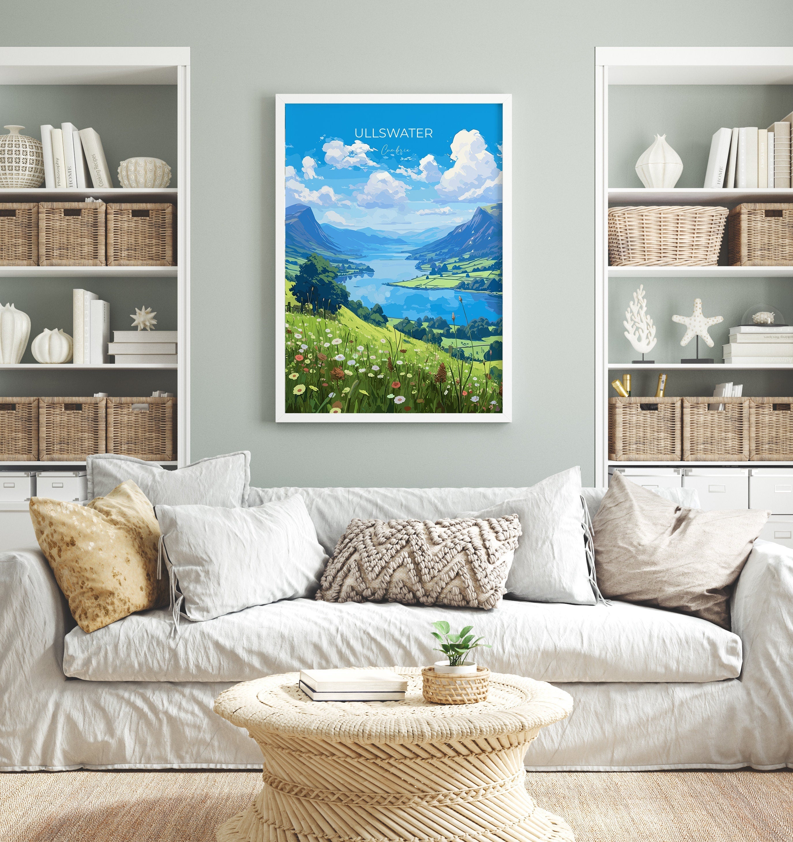 Ullswater Travel Print, Ullswater Travel Poster, England, Cumbria Art, Ullswater Gift, Wall Art Print NQ Media Designs