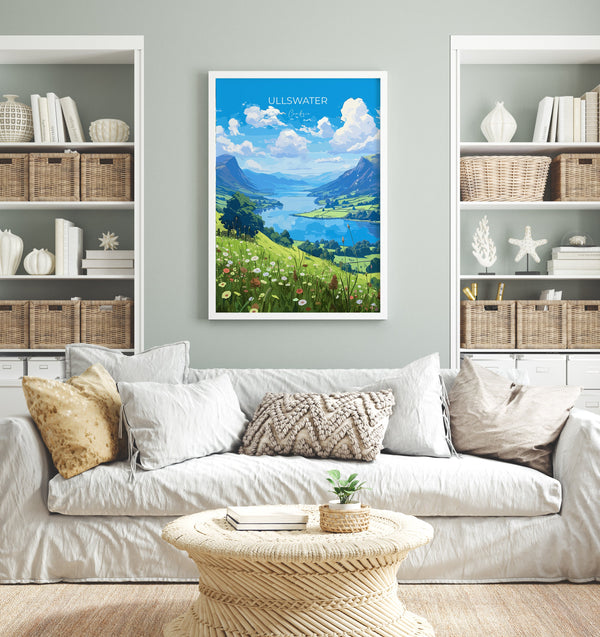 Ullswater Travel Print, Ullswater Travel Poster, England, Cumbria Art, Ullswater Gift, Wall Art Print