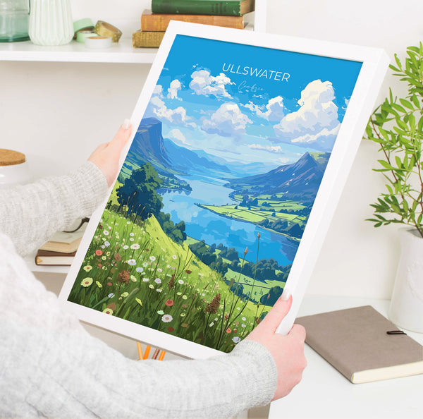Ullswater Travel Print, Ullswater Travel Poster, England, Cumbria Art, Ullswater Gift, Wall Art Print