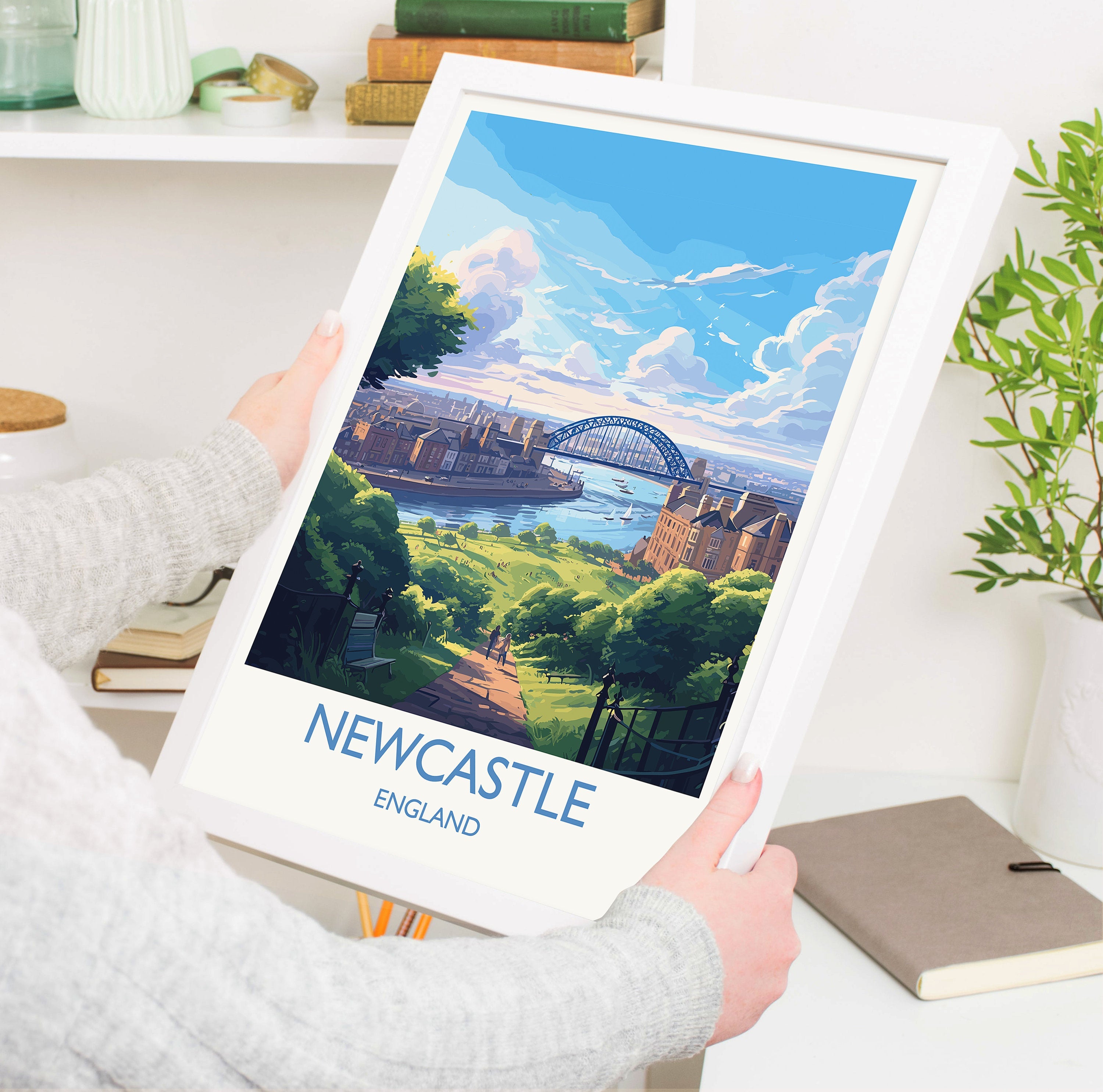 Newcastle Travel Print, Travel Poster of Newcastle , Tyne and Wear, NewcastleGift, NewcastleArt, Tyne and Wear Poster NQ Media Designs