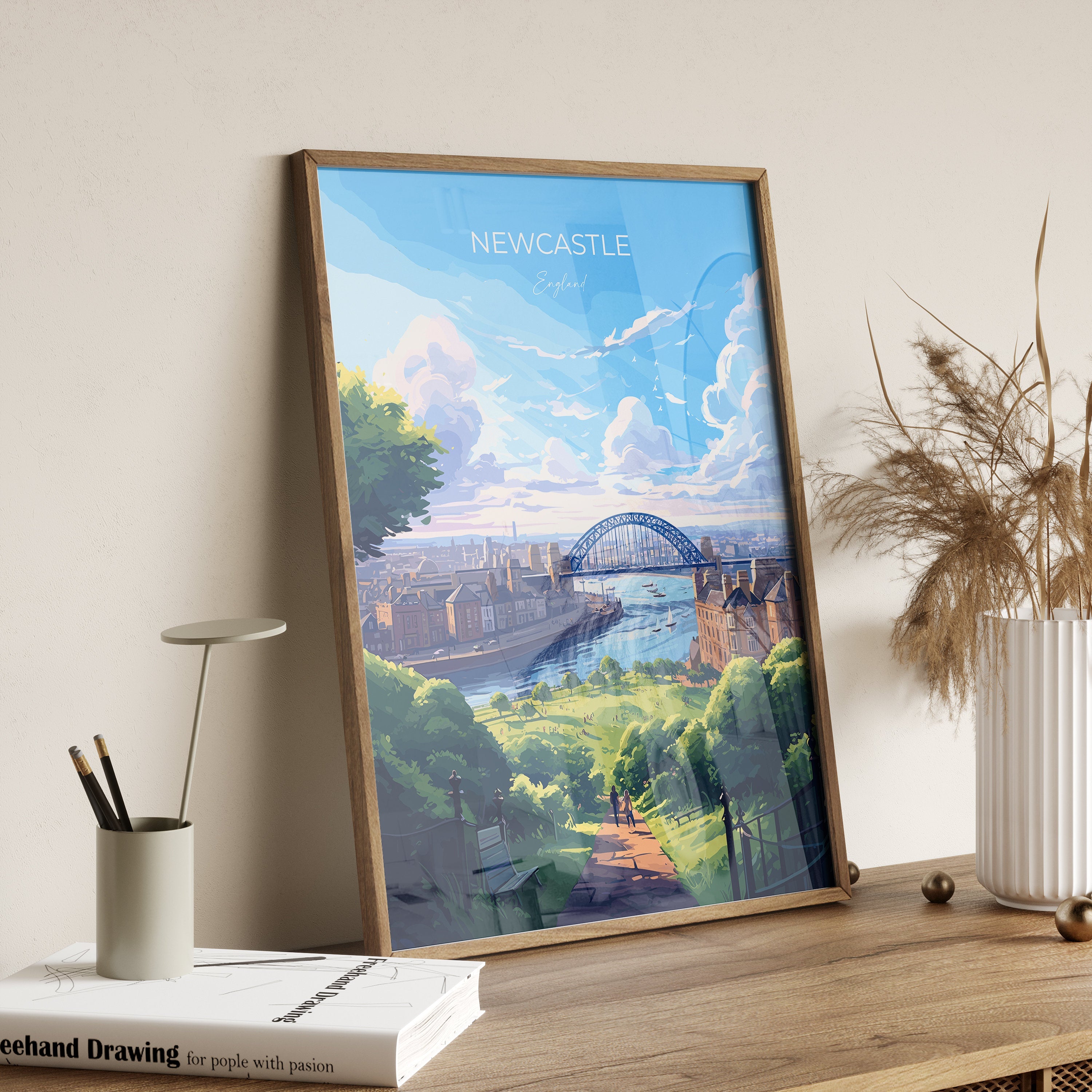 Newcastle Travel Poster, Travel Print of Newcastle , Tyne and Wear, Newcastle Gift, Newcastle Art, Tyne and Wear Poster NQ Media Designs