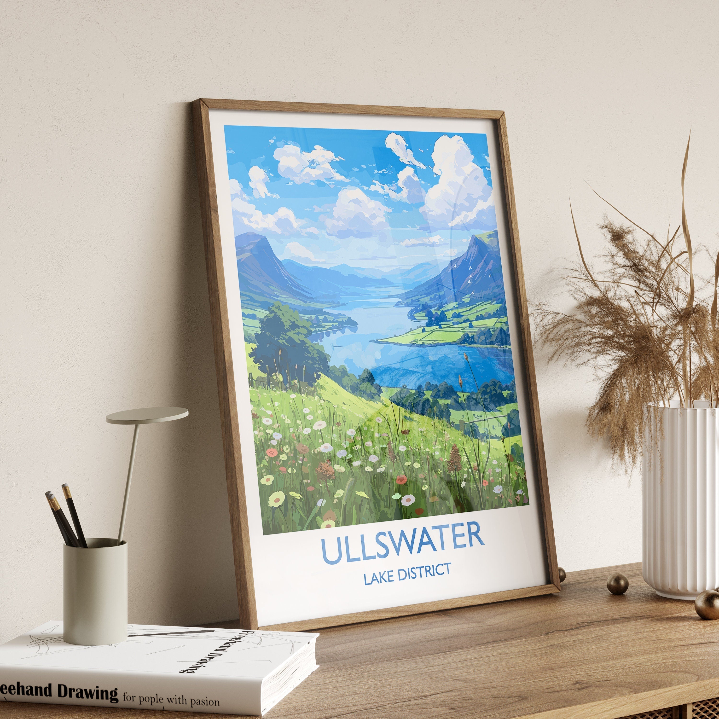 Ullswater Travel Poster, Ullswater Travel Print, England, Cumbria Art, Ullswater Gift, Wall Art Print NQ Media Designs