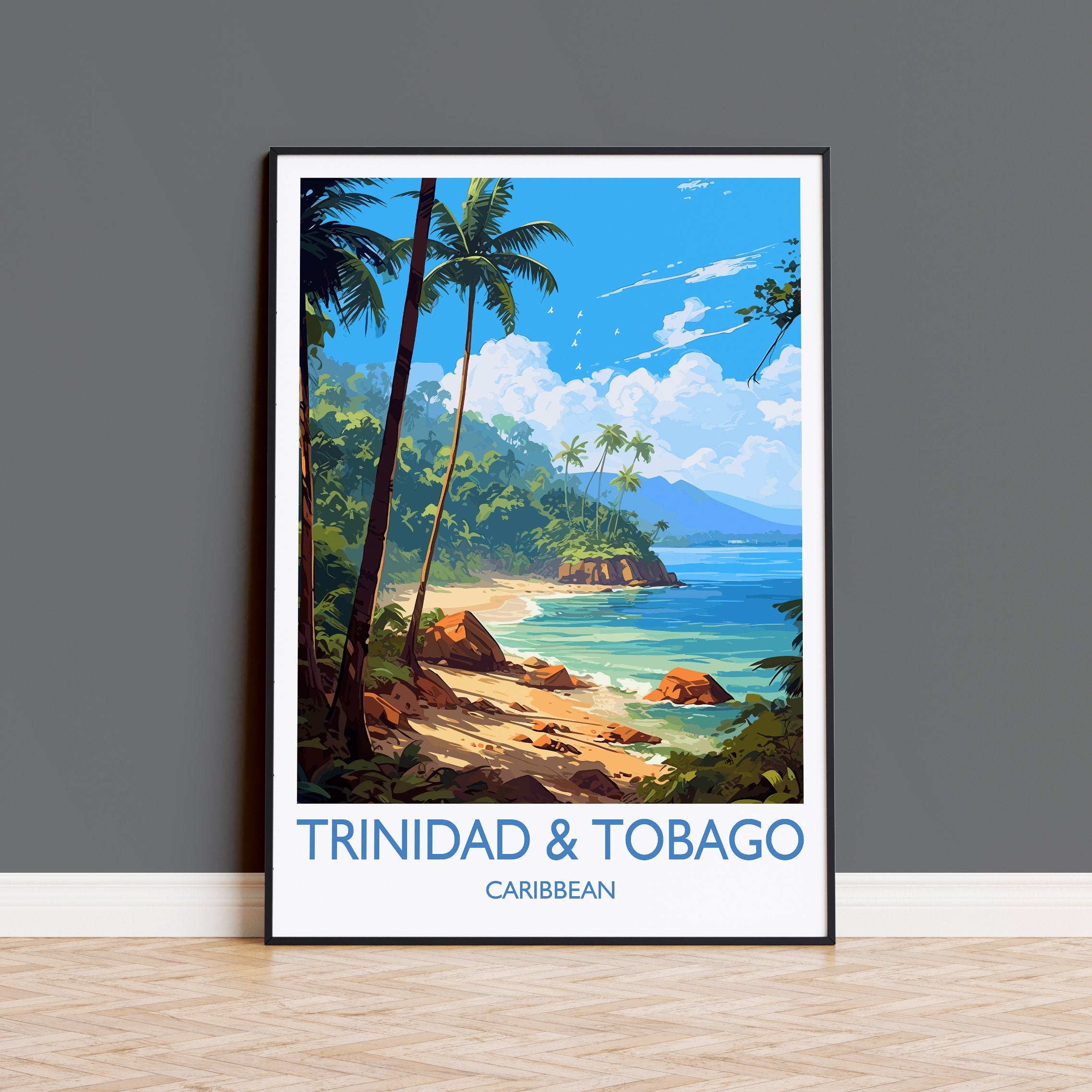 Trinidad and Tobago Travel Print, Travel Poster of Trinidad and Tobago, Caribbean, Trinidad and Tobago Gift, Wall Art Print NQ Media Designs