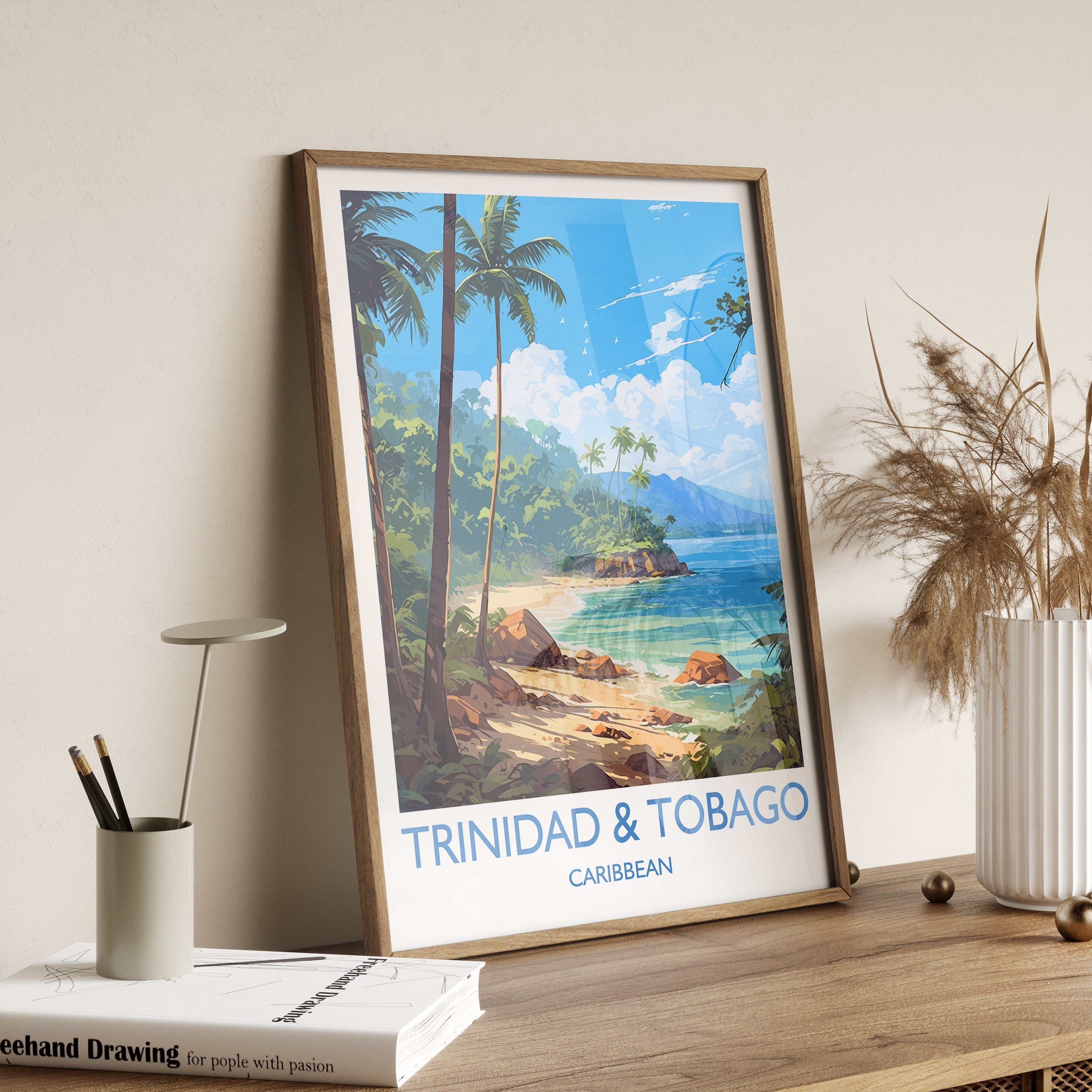 Trinidad and Tobago Travel Print, Travel Poster of Trinidad and Tobago, Caribbean, Trinidad and Tobago Gift, Wall Art Print NQ Media Designs
