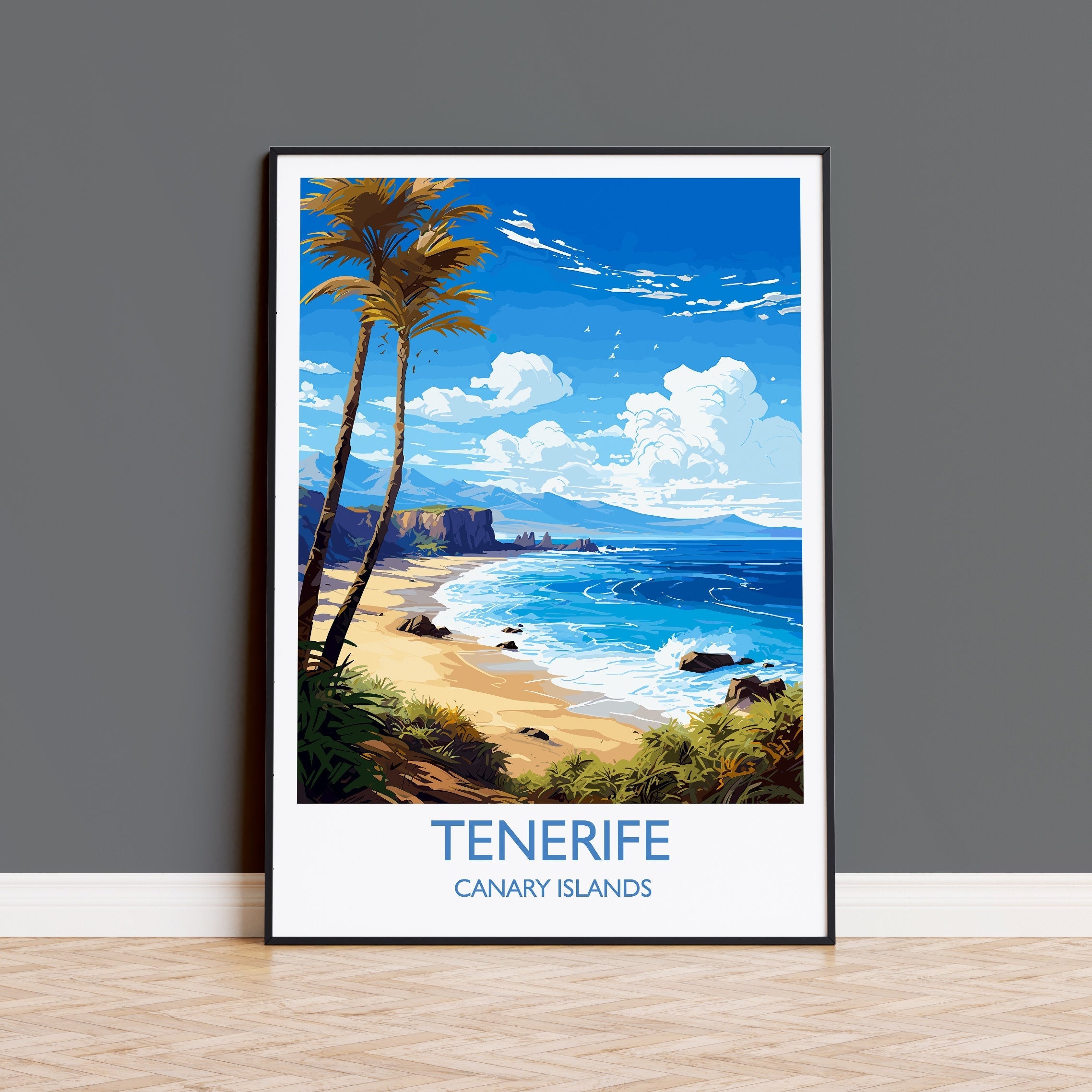 Tenerife Travel Print, Travel Poster of Tenerife , Canary Islands, Tenerife Gift, Wall Art Print NQ Media Designs