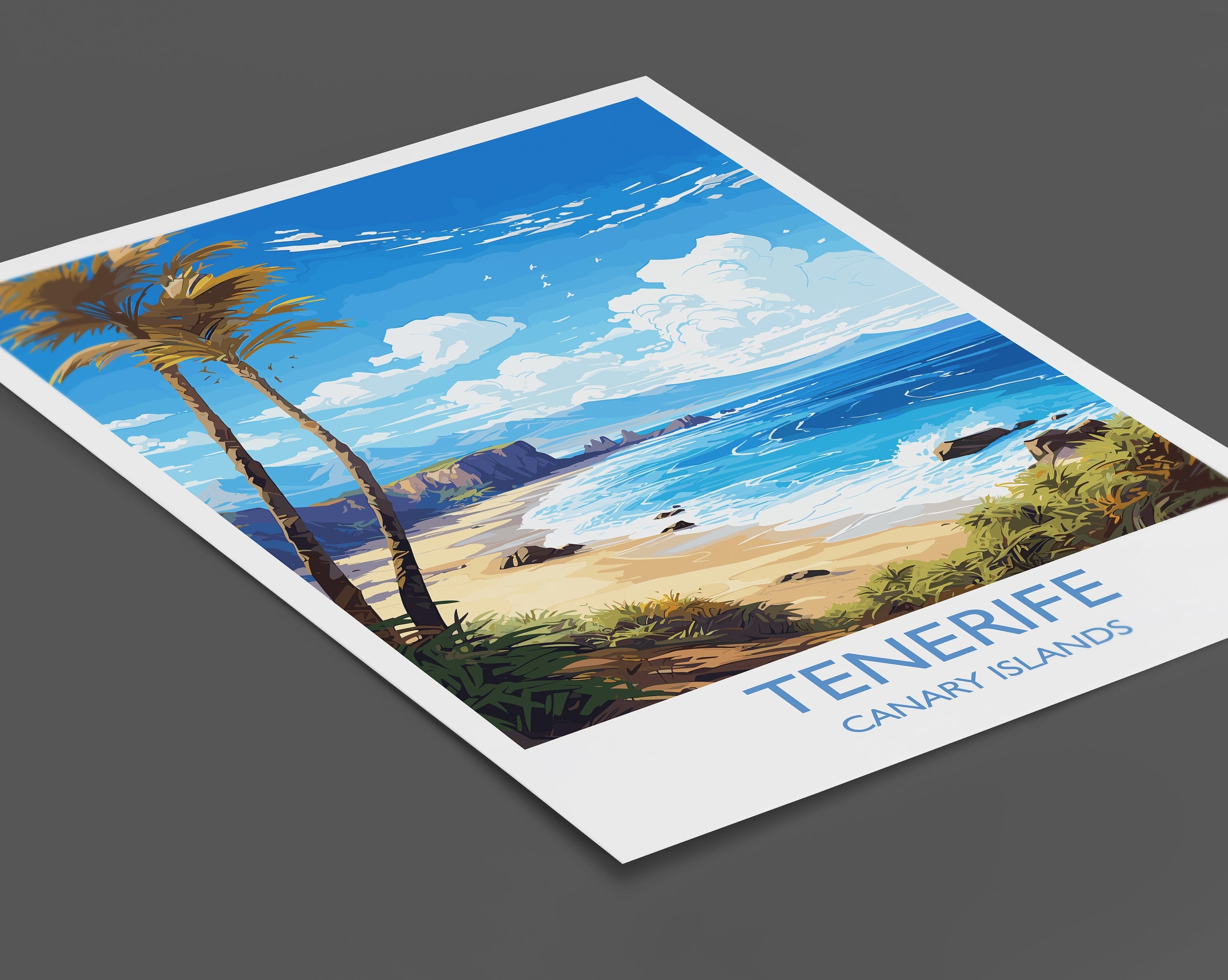 Tenerife Travel Print, Travel Poster of Tenerife , Canary Islands, Tenerife Gift, Wall Art Print NQ Media Designs