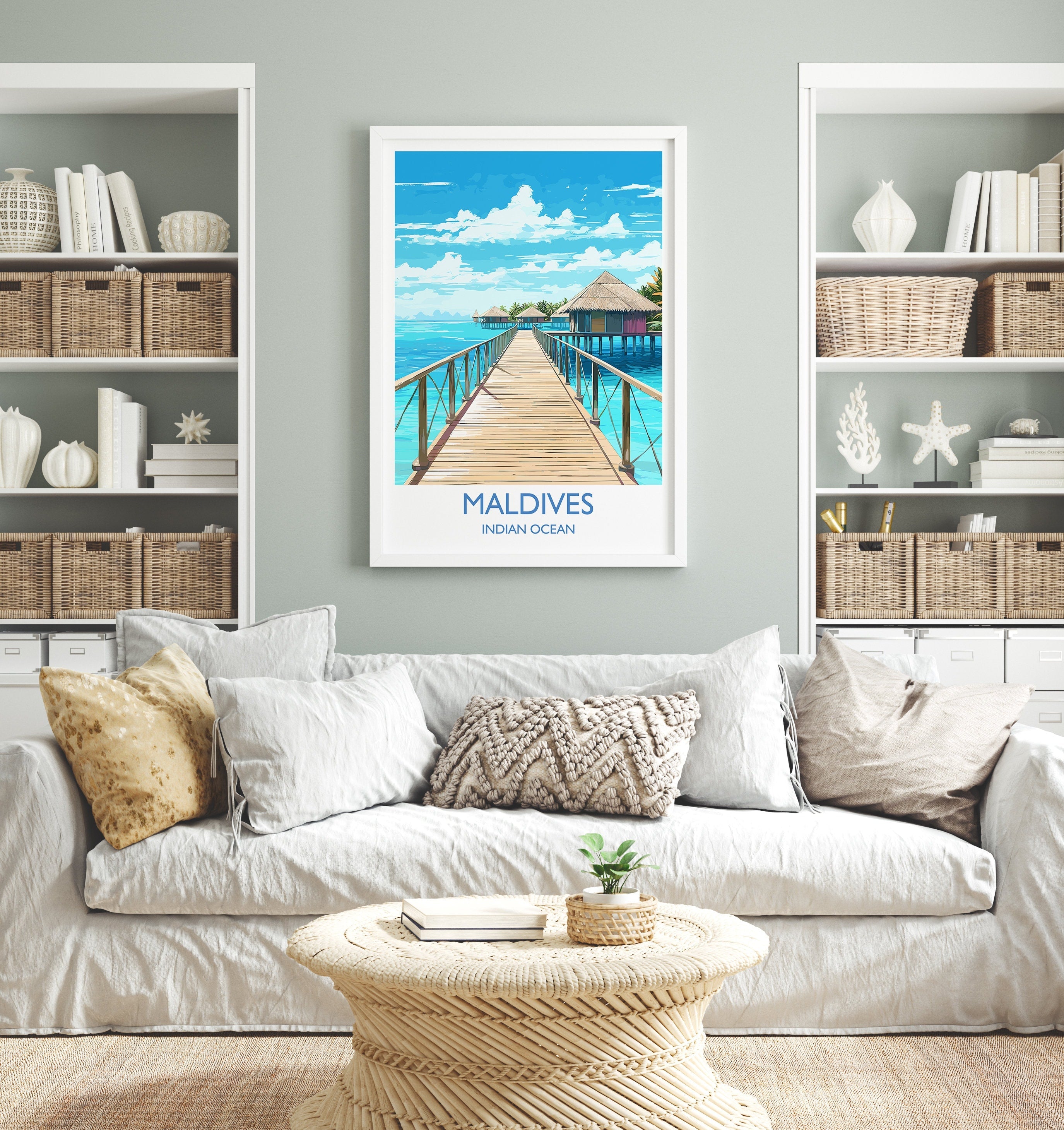 Maldives Travel Print, Travel Poster of Maldives, Indian Ocean, Maldives Gift, Wall Art Print NQ Media Designs
