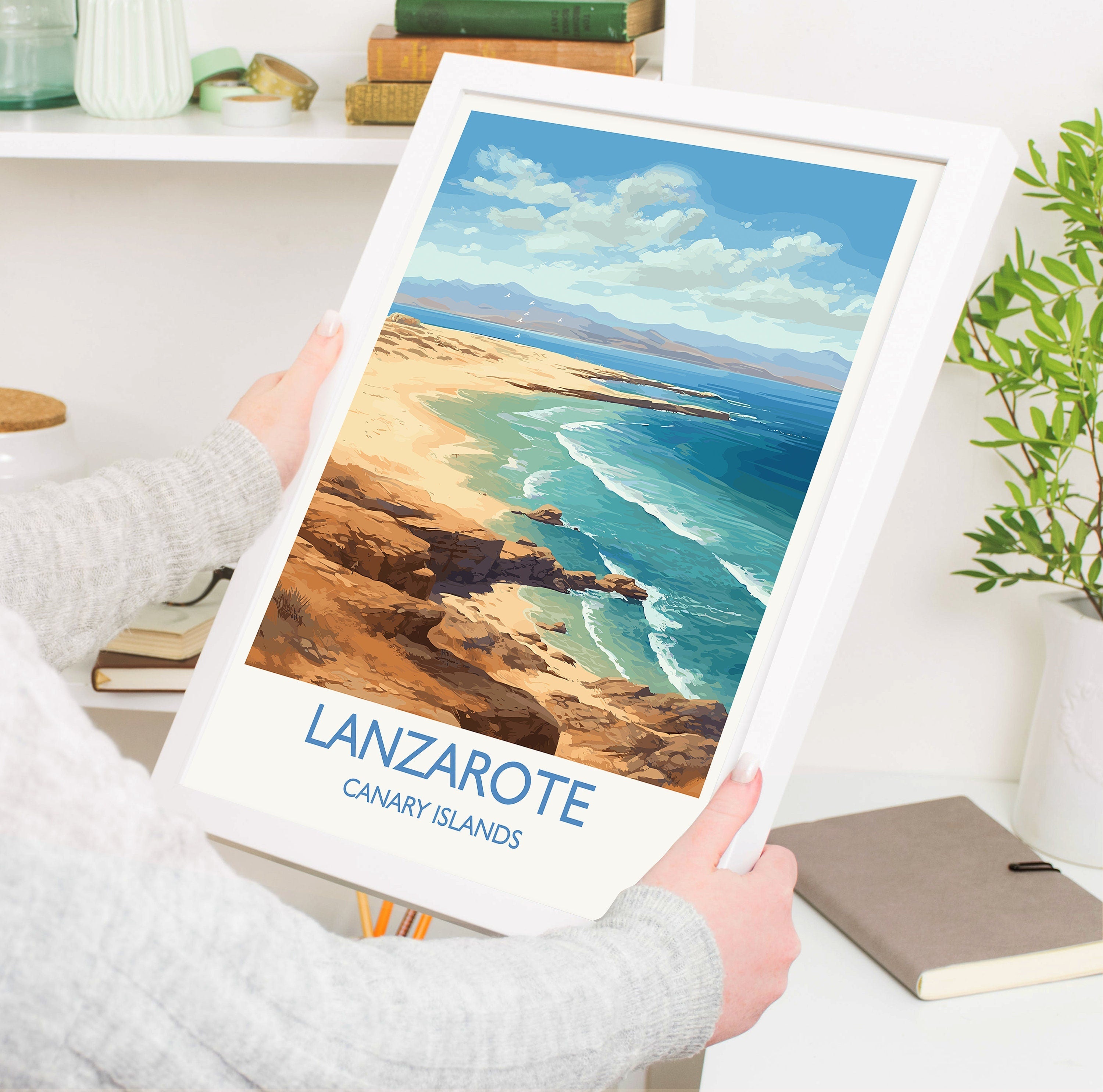 Lanzarote Travel Print, Travel Poster of Lanzarote , Canary Islands, Lanzarote Gift, Wall Art Print NQ Media Designs