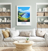 Azores Travel Print, Travel Poster of Azores , Atlantic Ocean, Azores Gift, Wall Art Print NQ Media Designs