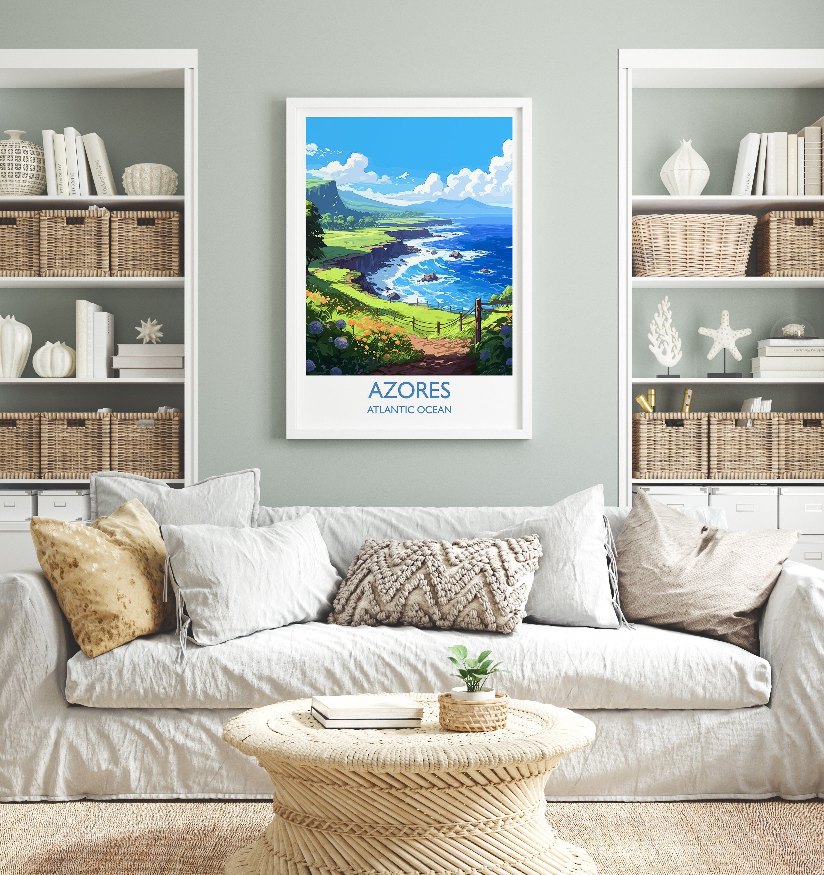 Azores Travel Print, Travel Poster of Azores , Atlantic Ocean, Azores Gift, Wall Art Print NQ Media Designs