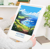 Azores Travel Print, Travel Poster of Azores , Atlantic Ocean, Azores Gift, Wall Art Print NQ Media Designs